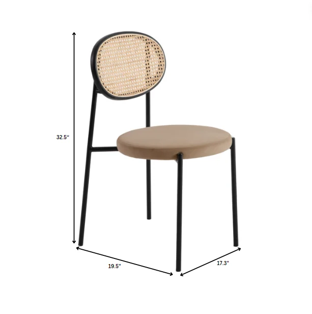 Euston Modern Wicker Dining Chair with Velvet Round Seat
