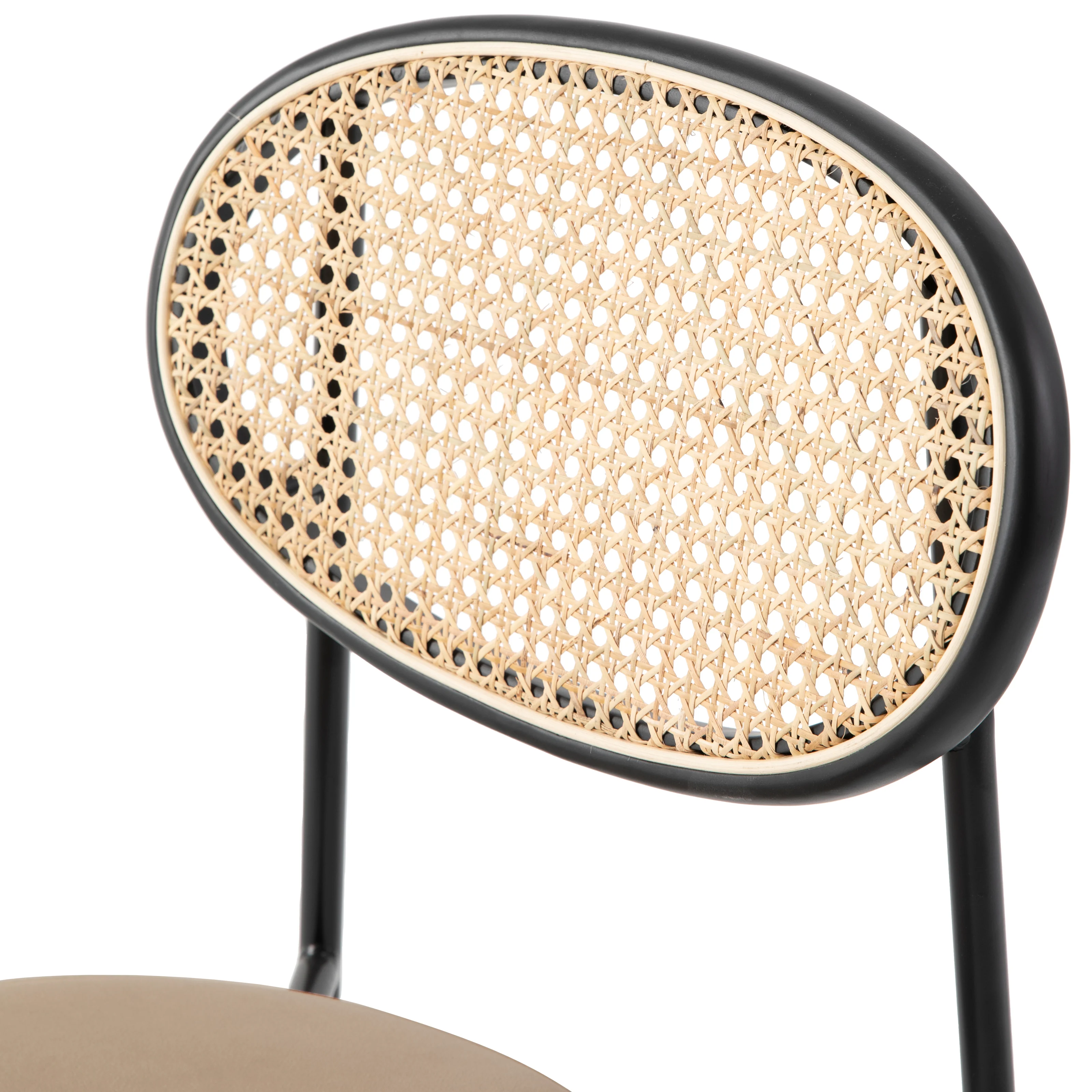Euston Modern Wicker Dining Chair with Velvet Round Seat