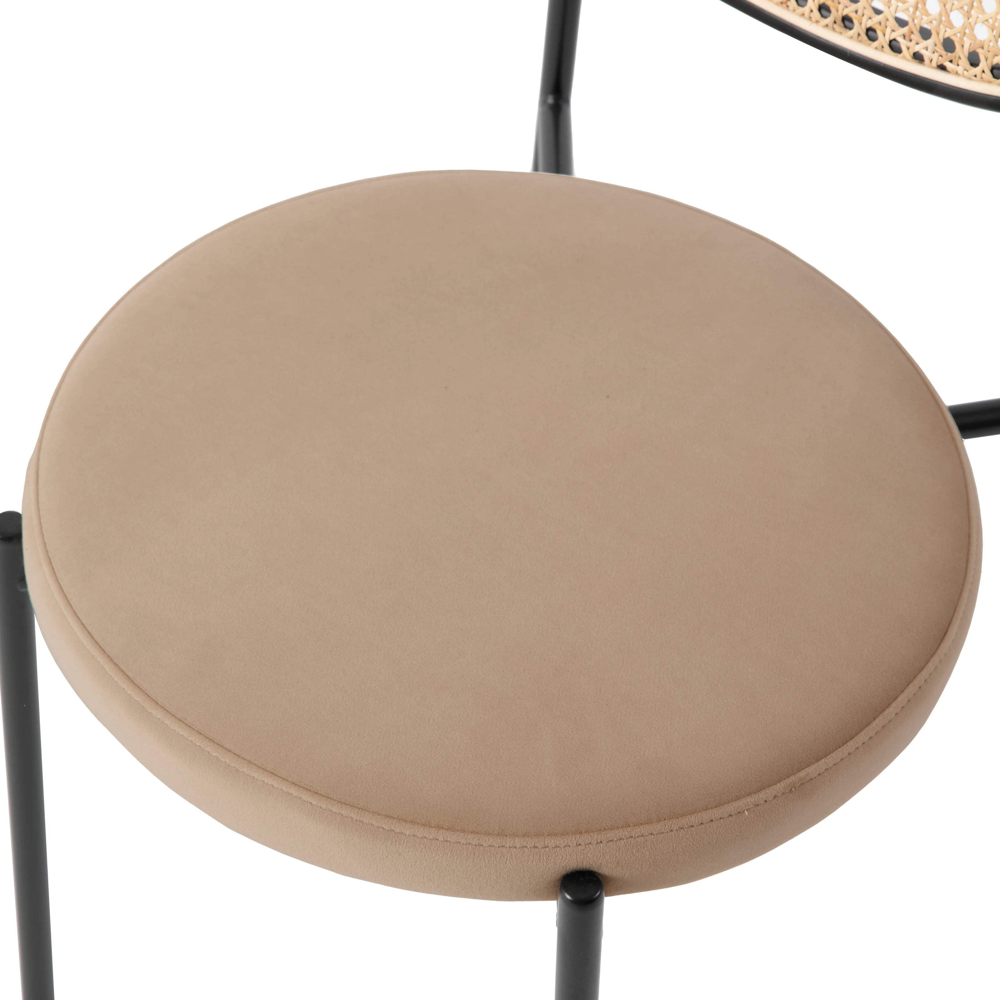 Euston Modern Wicker Dining Chair with Velvet Round Seat