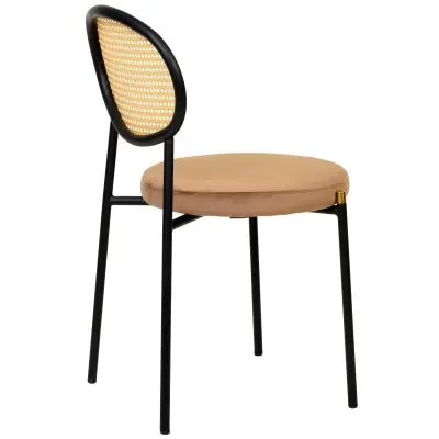 Euston Modern Wicker Dining Chair with Velvet Round Seat