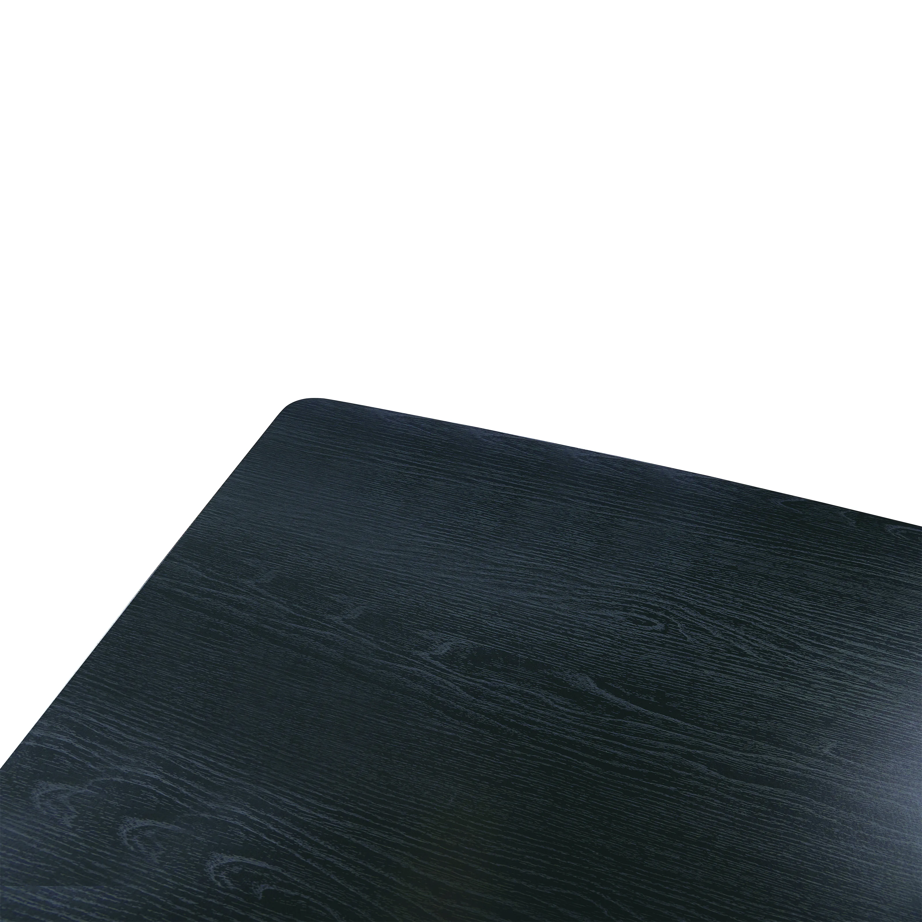 5-Piece Dining Set with 63" Rectangular Dining Table in Ebony with 4 Velvet Dining Chairs in Black Steel Legs in Brown