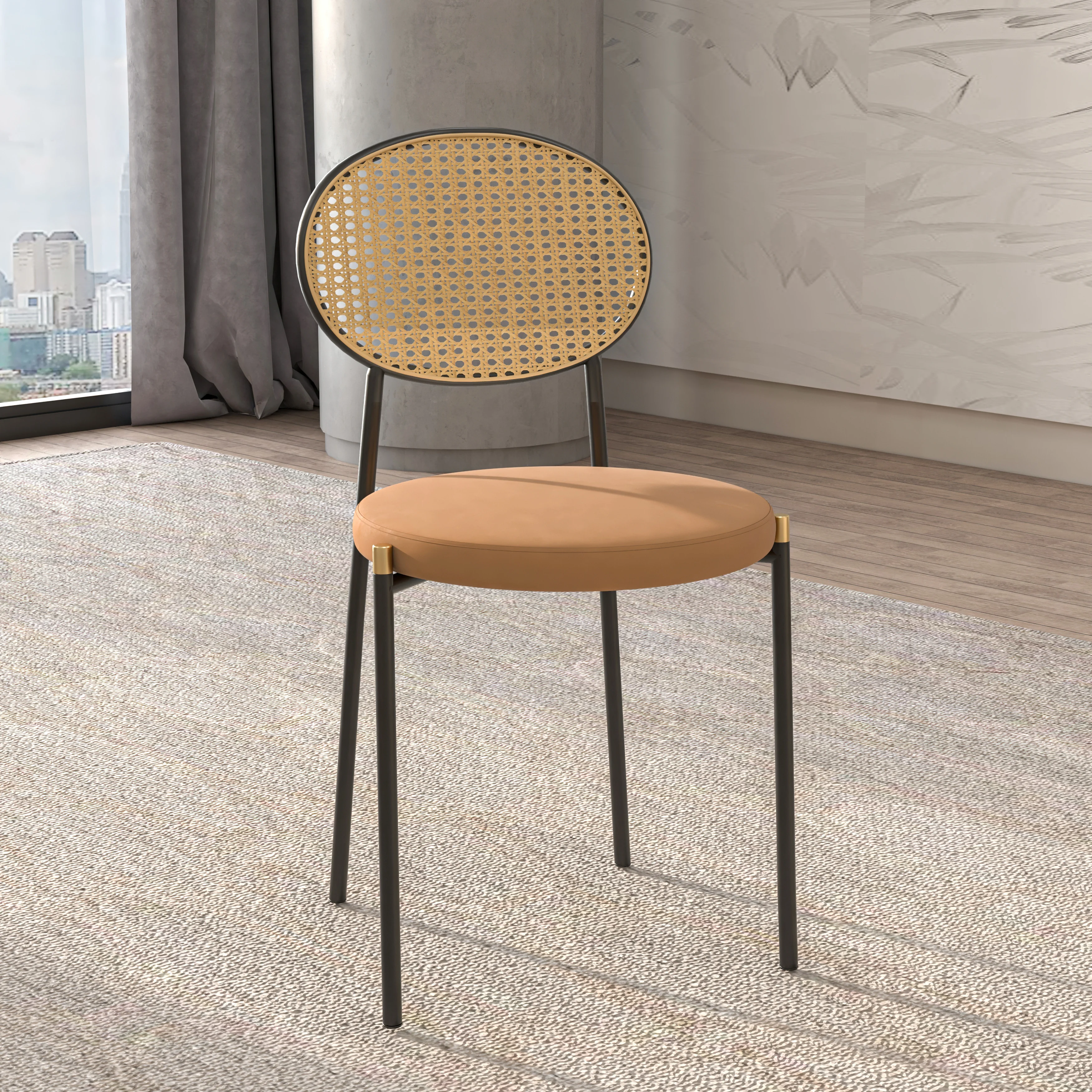 Euston - Dining Chair - Wicker Back -Brown - Set of 4
