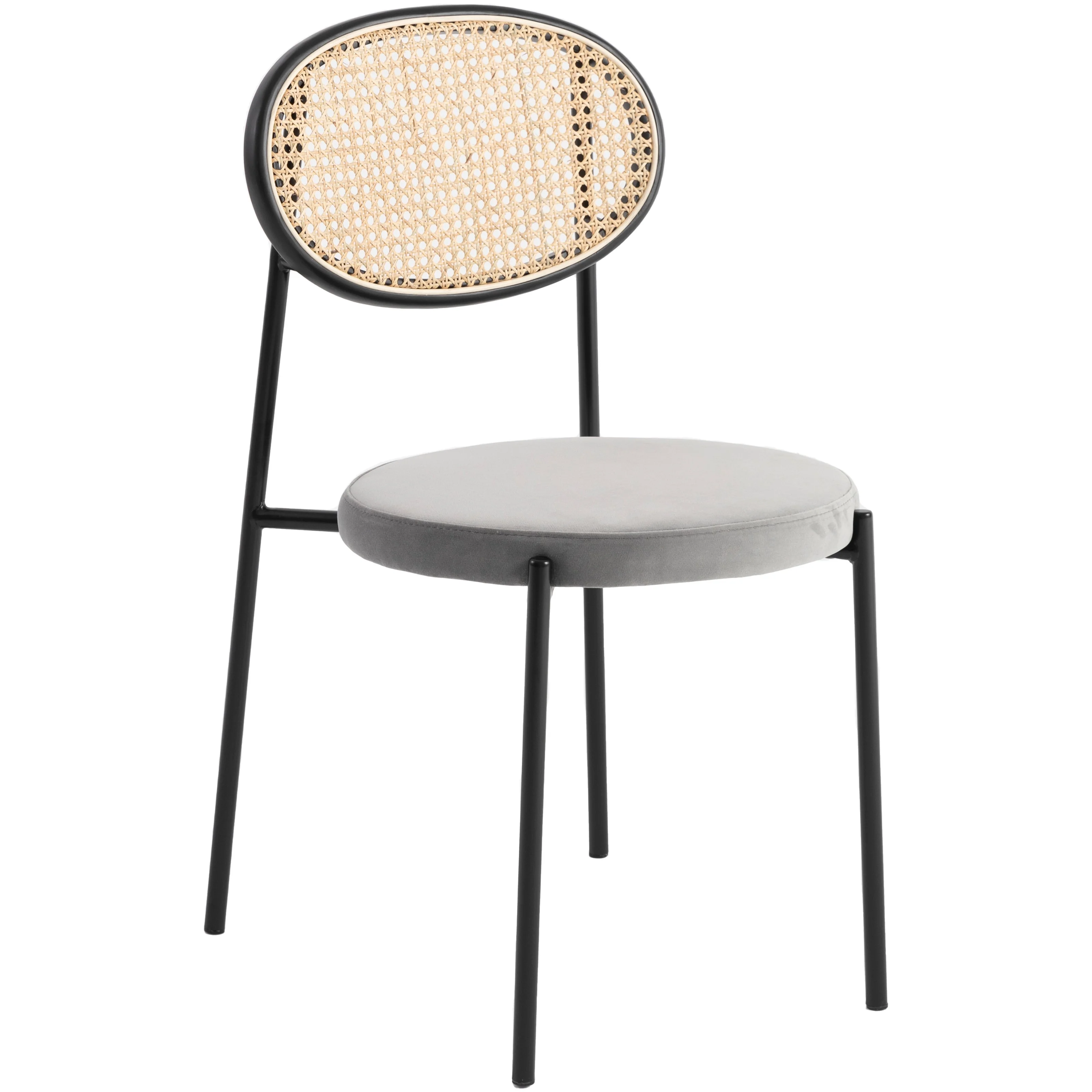 Euston Modern Wicker Dining Chair with Velvet Round Seat