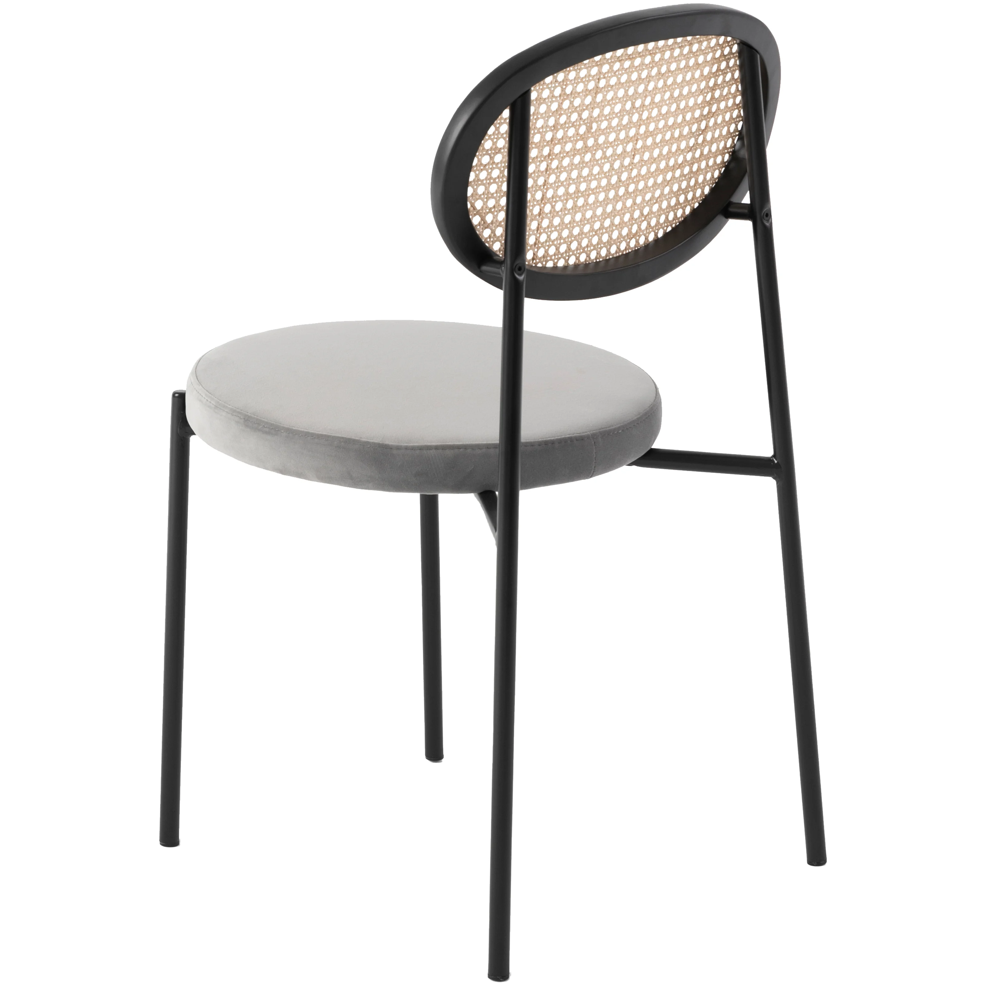 Euston Modern Wicker Dining Chair with Velvet Round Seat
