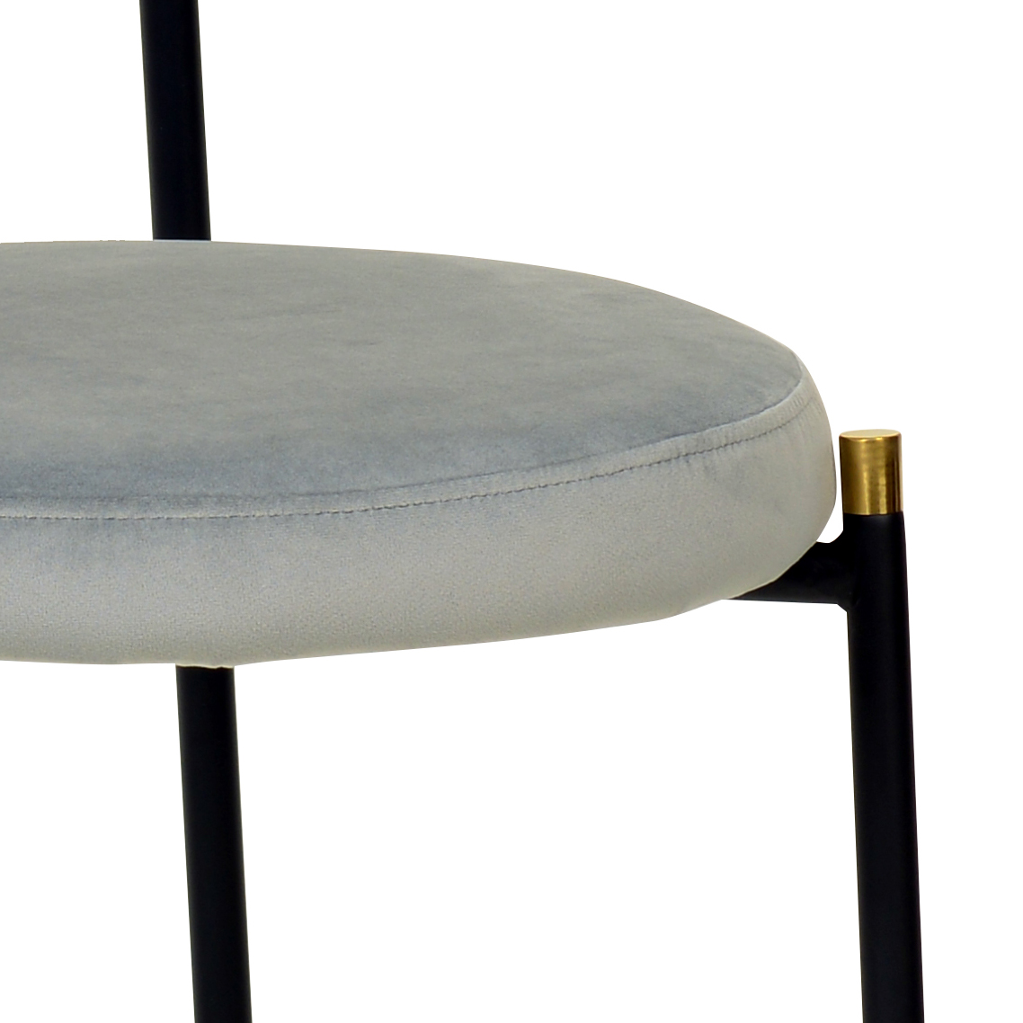 5-Piece Dining Set with 36" Round Dining Table Black Sintered Stone Top and Black Pedestal with 4 Velvet Dining Chairs in Black Steel Legs in Grey