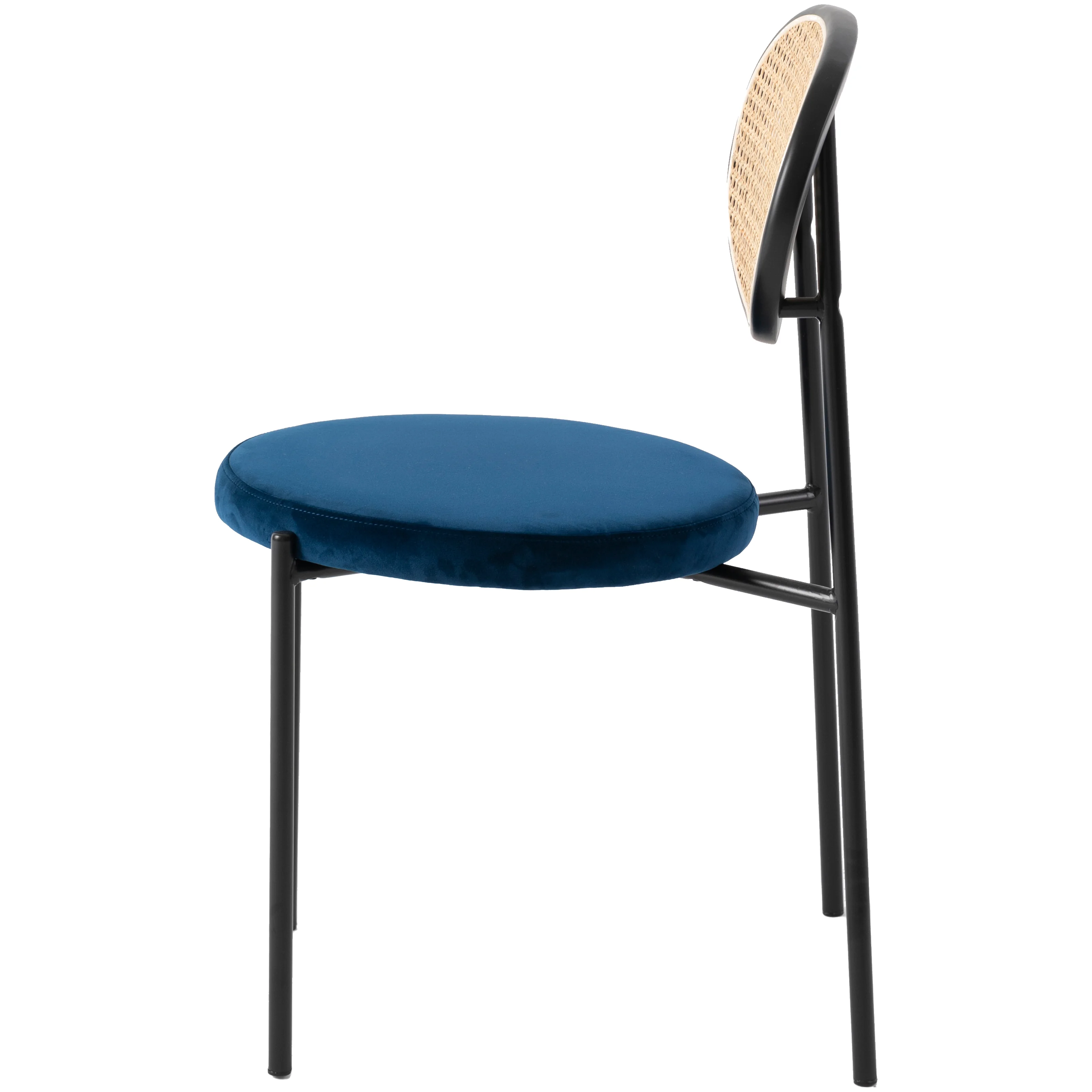 Euston Modern Wicker Dining Chair with Velvet Round Seat