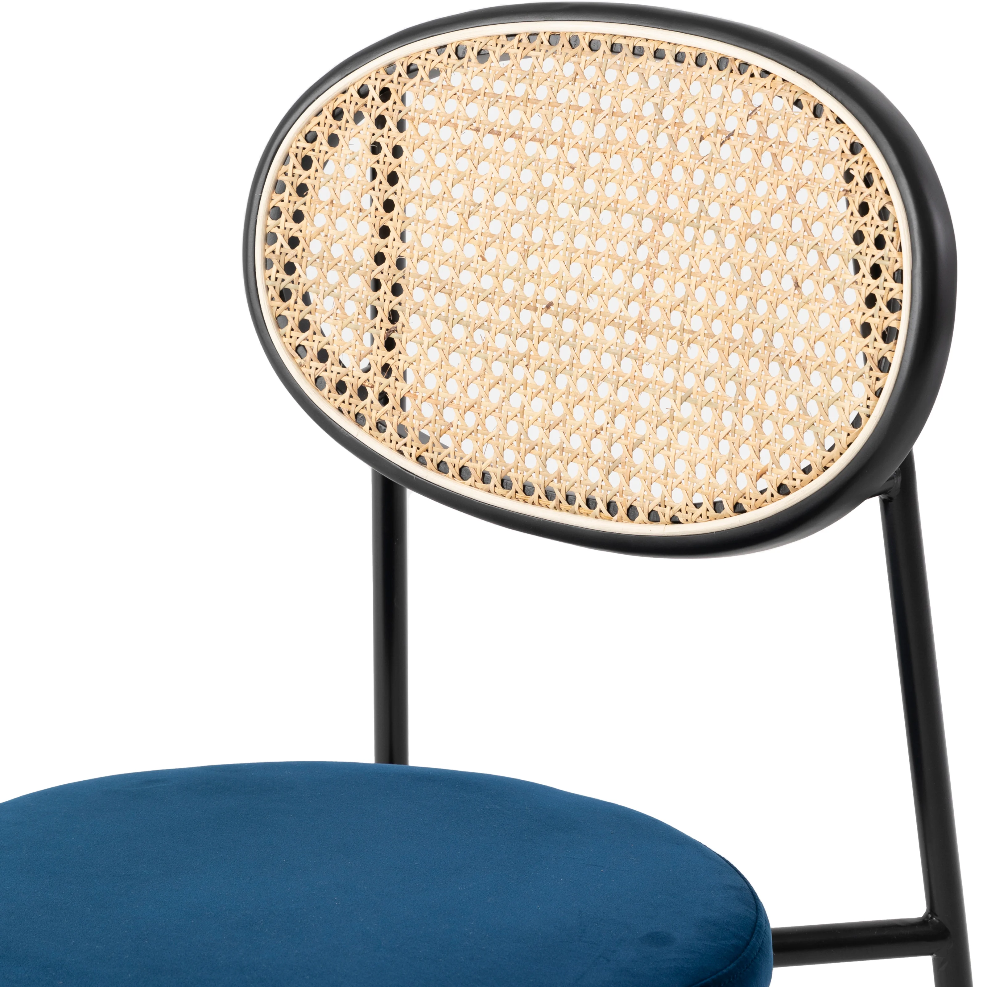 Euston Modern Wicker Dining Chair with Velvet Round Seat