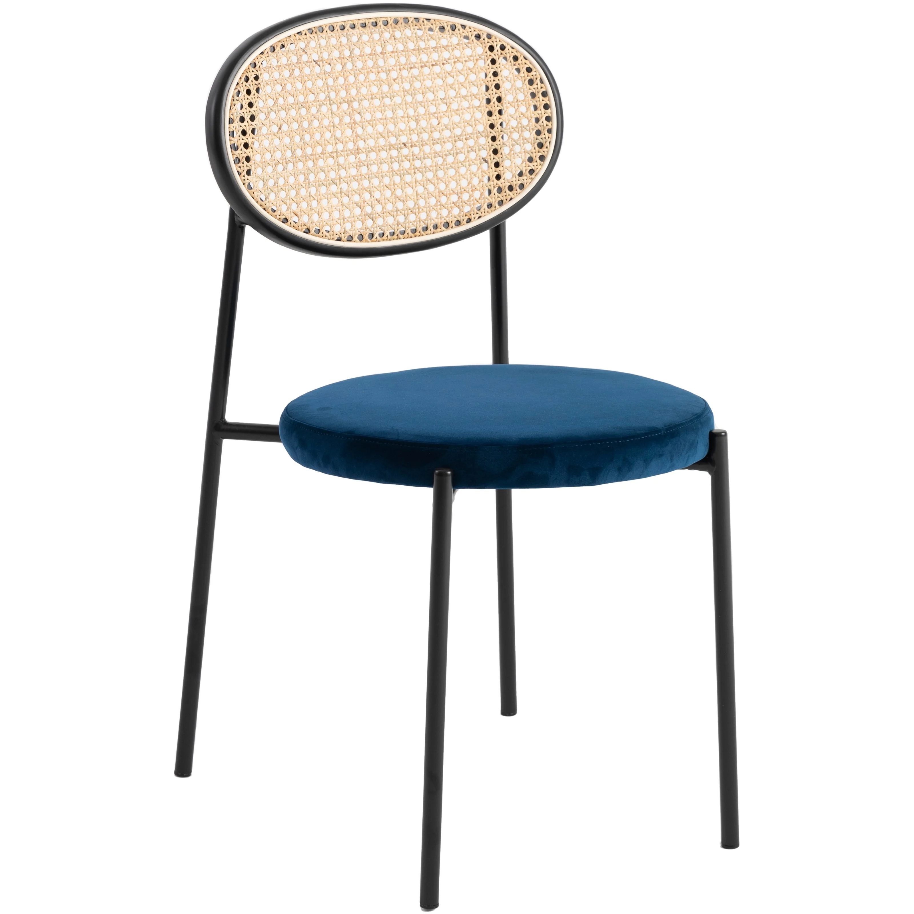 Euston Modern Wicker Dining Chair with Velvet Round Seat