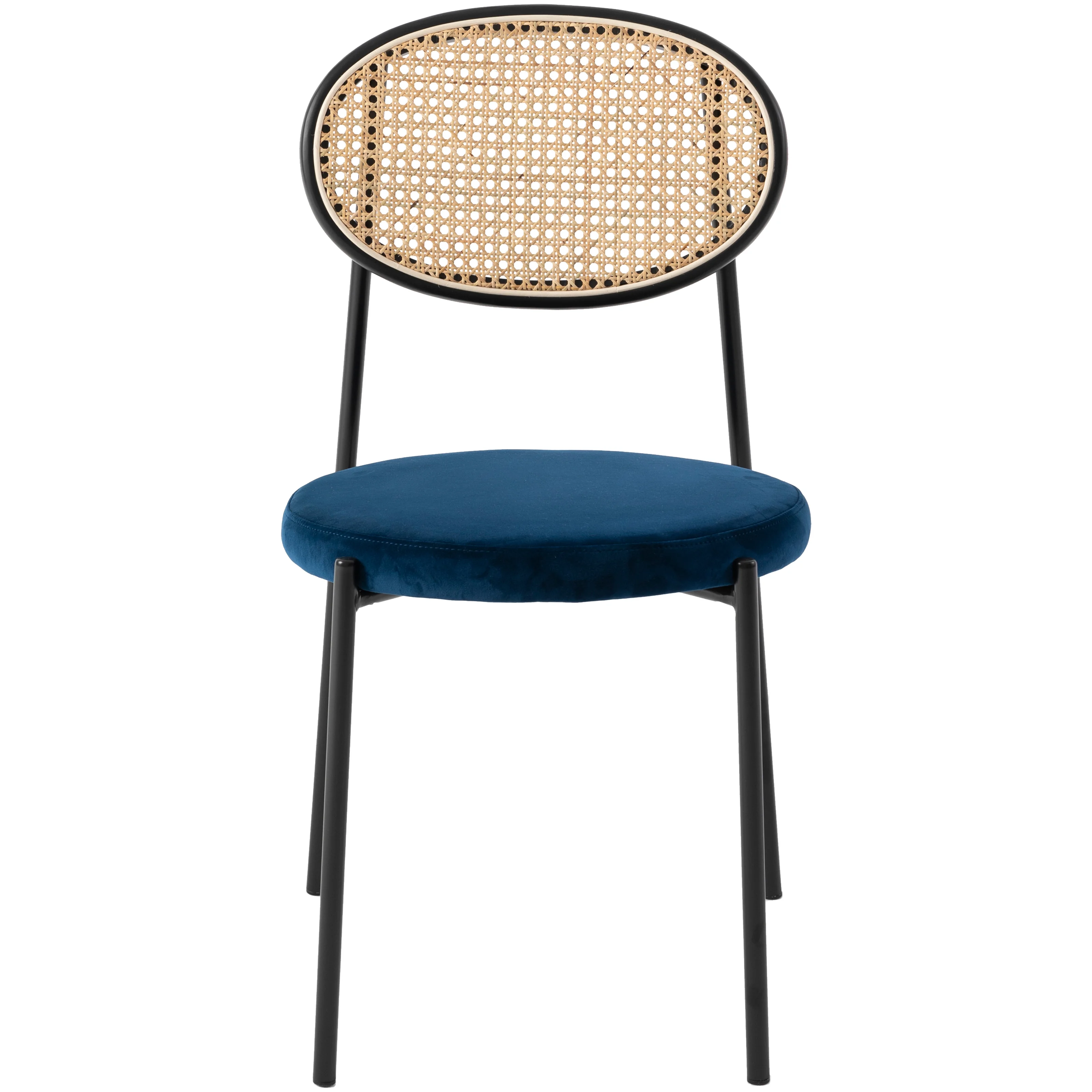 Euston Modern Wicker Dining Chair with Velvet Round Seat