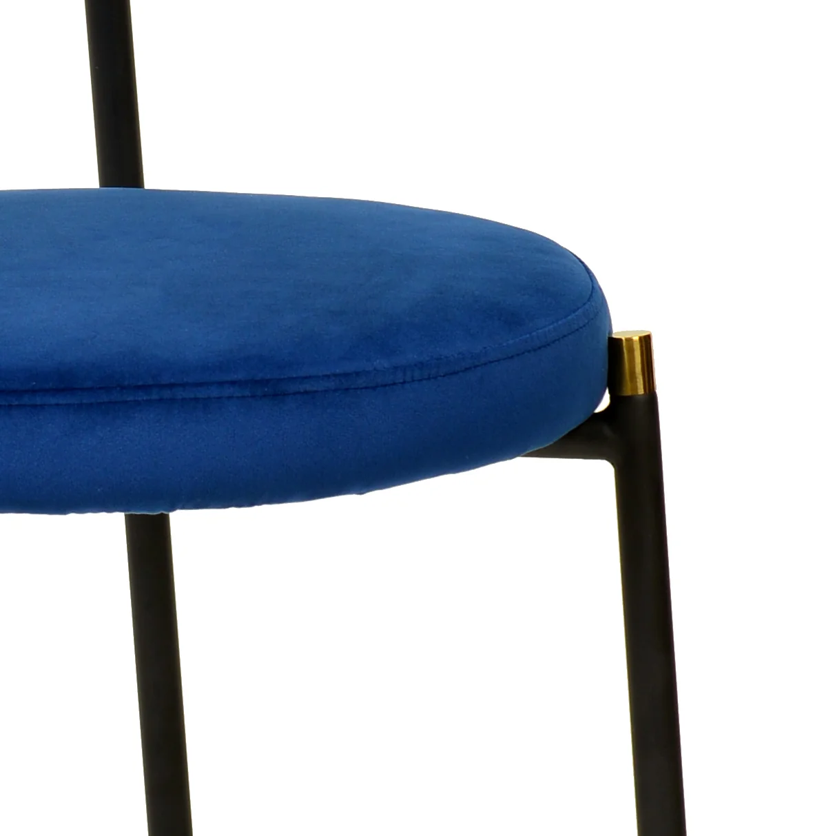 5-Piece Dining Set with 63" Rectangular Dining Table in Ebony with 4 Velvet Dining Chairs in Black Steel Legs in Navy Blue