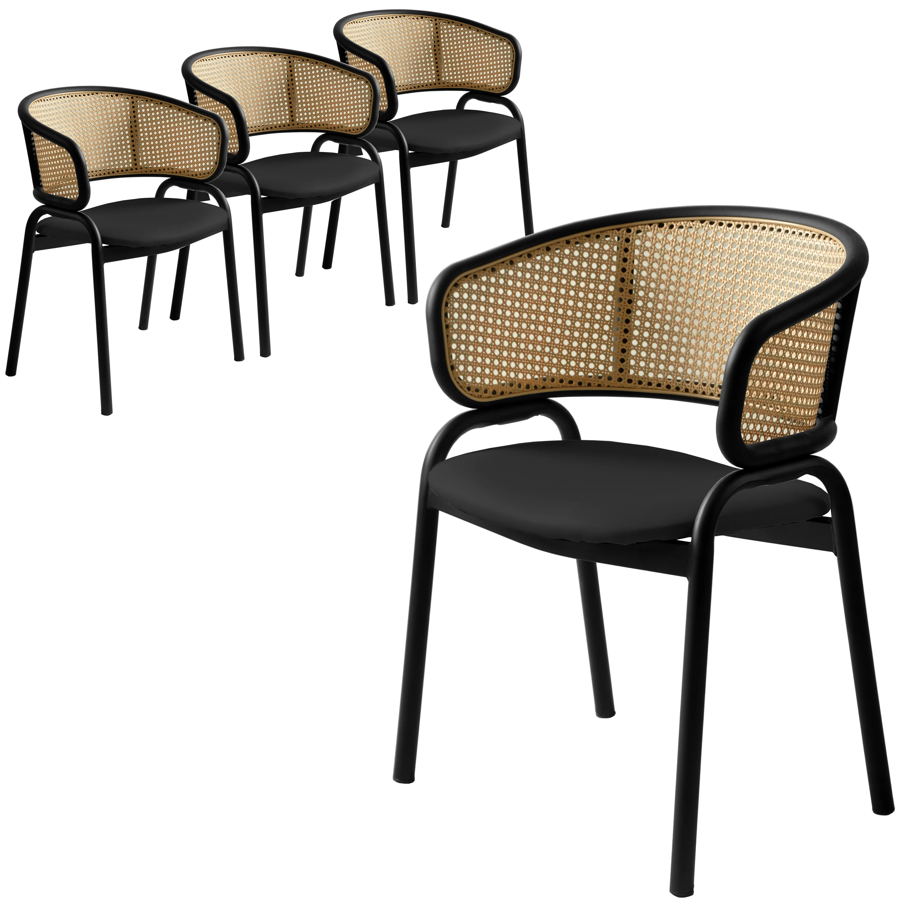 Ervilla - Dining Chair - Black Leather - Set of 4
