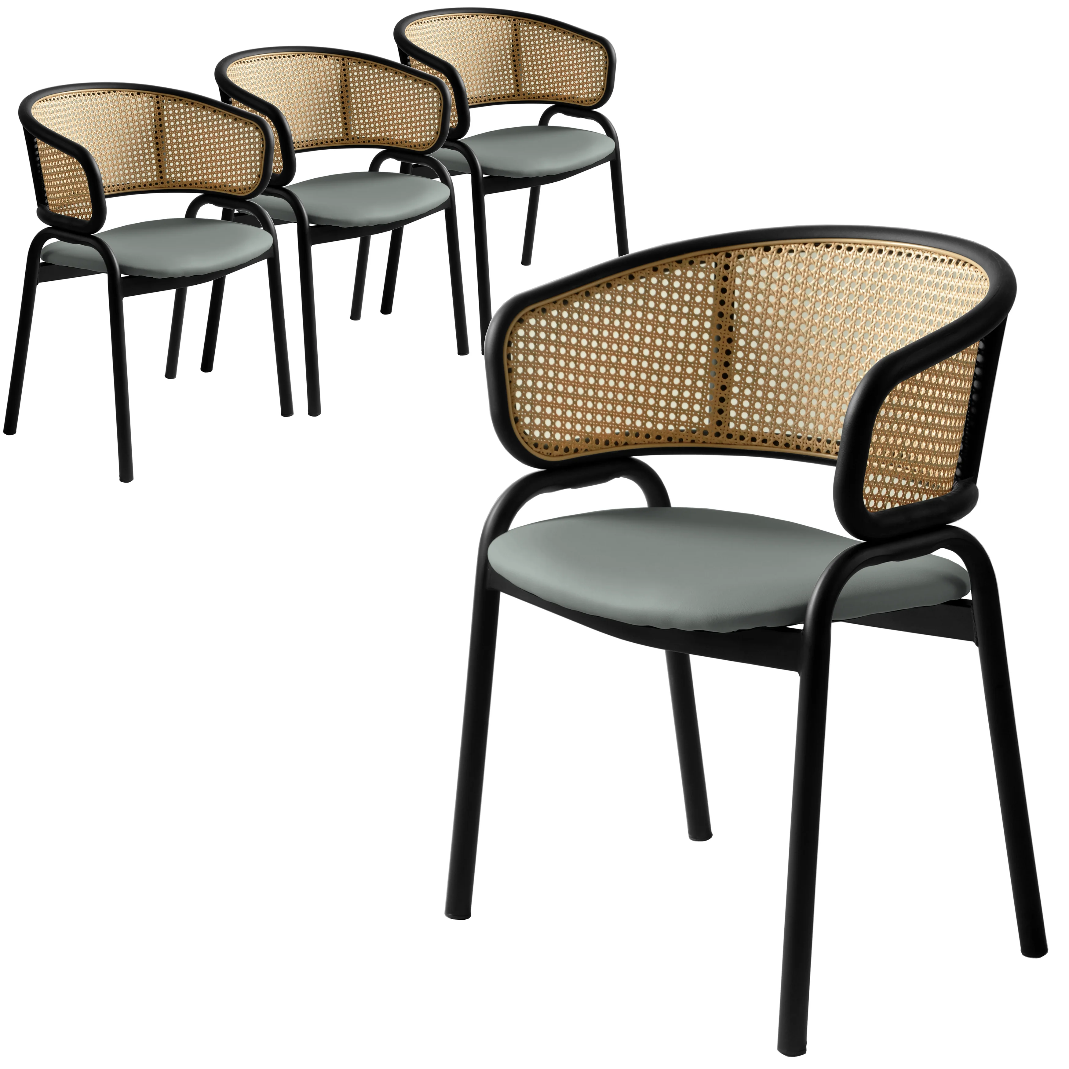Ervilla - Dining Chair - Grey Leather - Set of 4