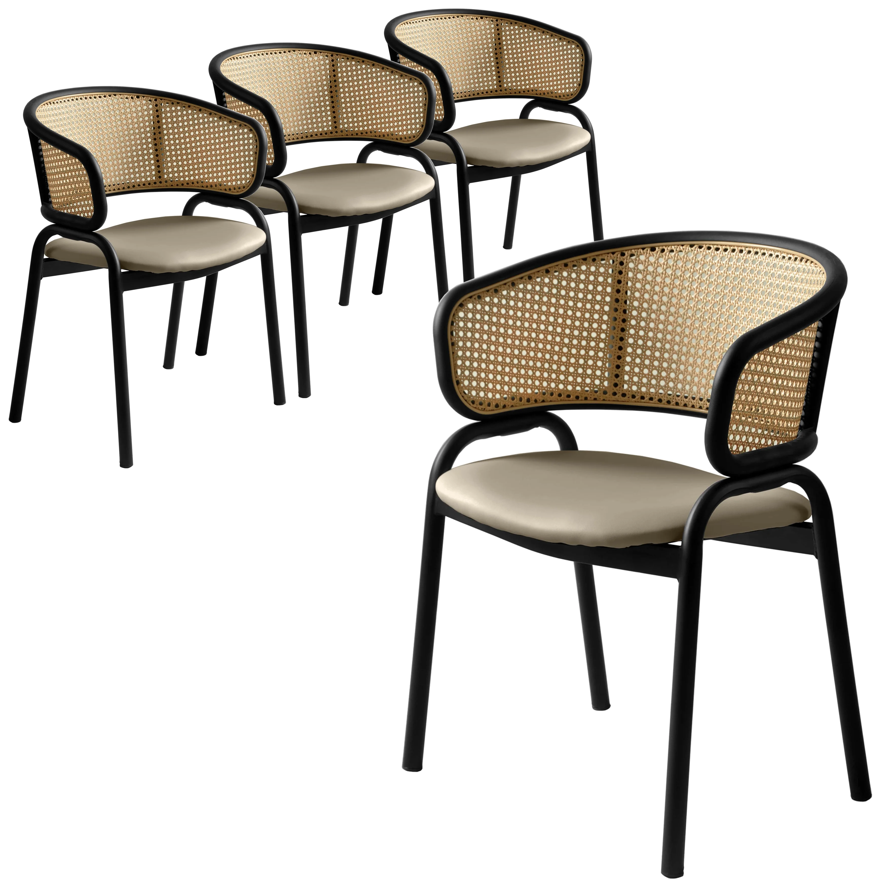 Ervilla - Dining Chair - Taupe Leather - Set of 4