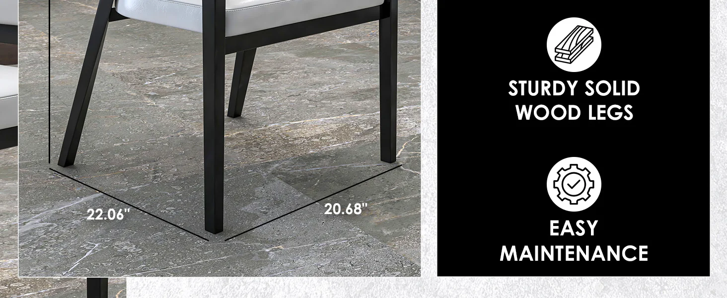 Ethora Collection Modern Wooden Dining Chair in Black Fabric Seat With white top