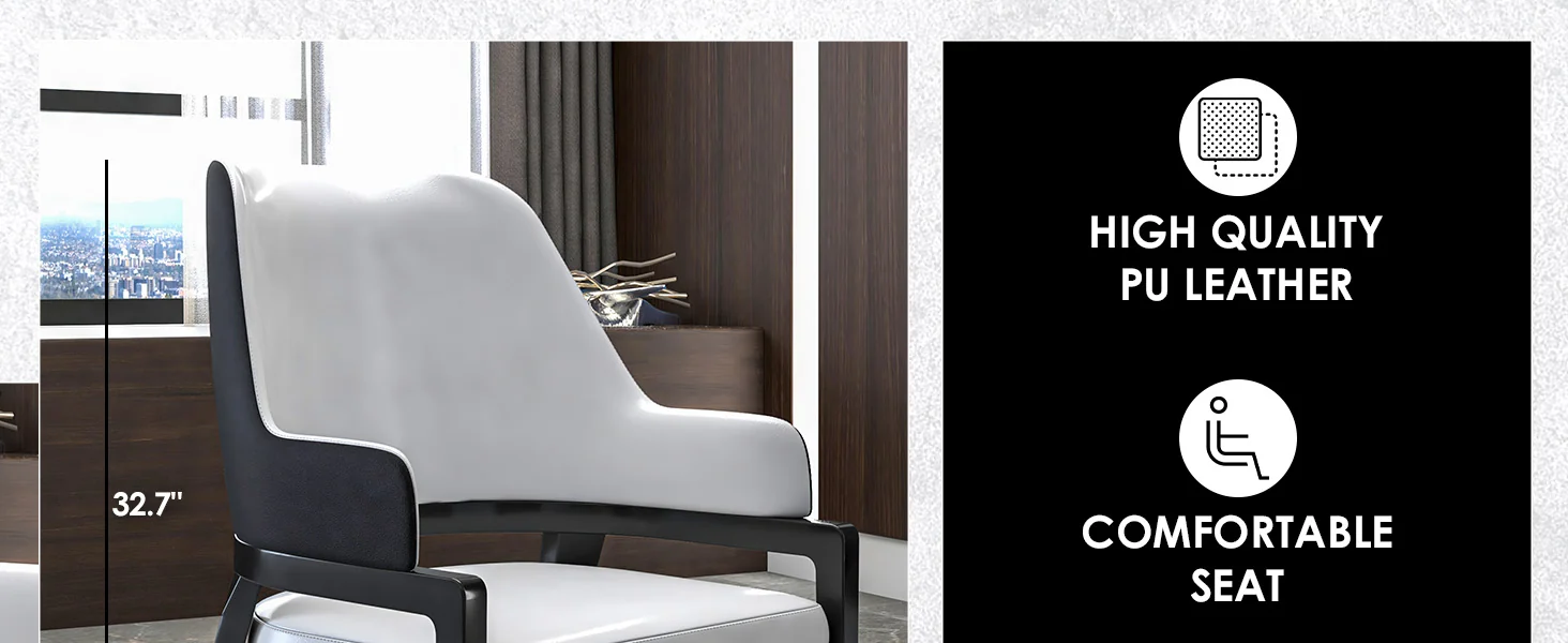 Ethora Collection Modern Wooden Dining Chair in Black Fabric Seat With white top