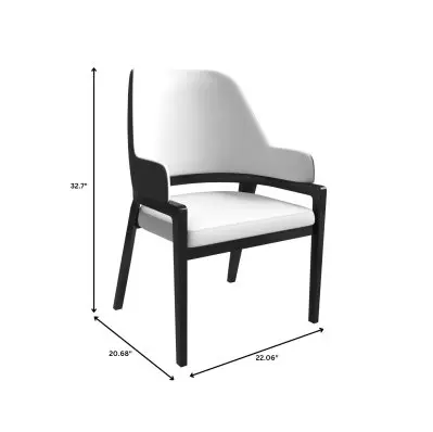 Ethora Collection Modern Wooden Dining Chair in Black Fabric Seat With white top