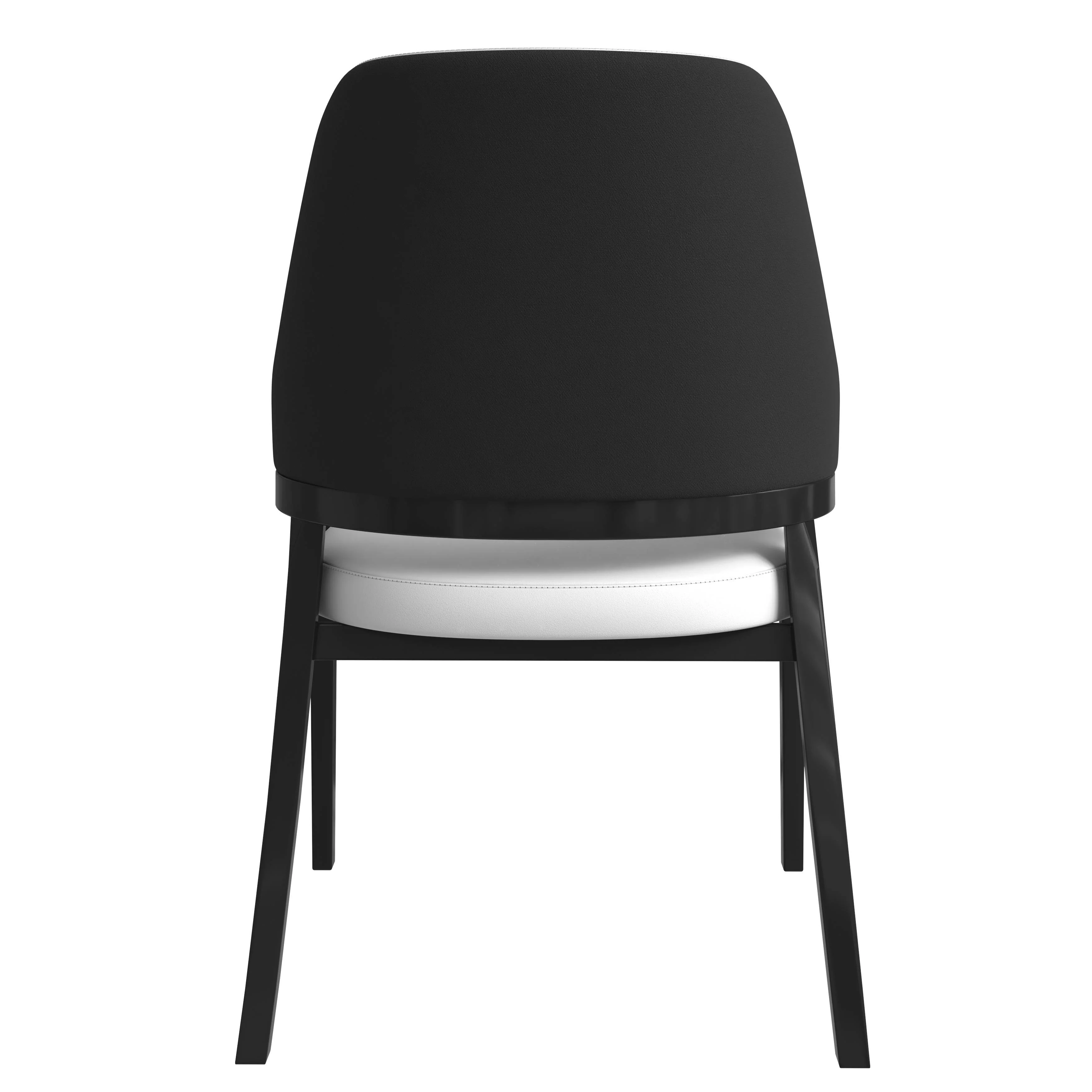 Ethora Collection Modern Wooden Dining Chair in Black Fabric Seat With white top Set of 2