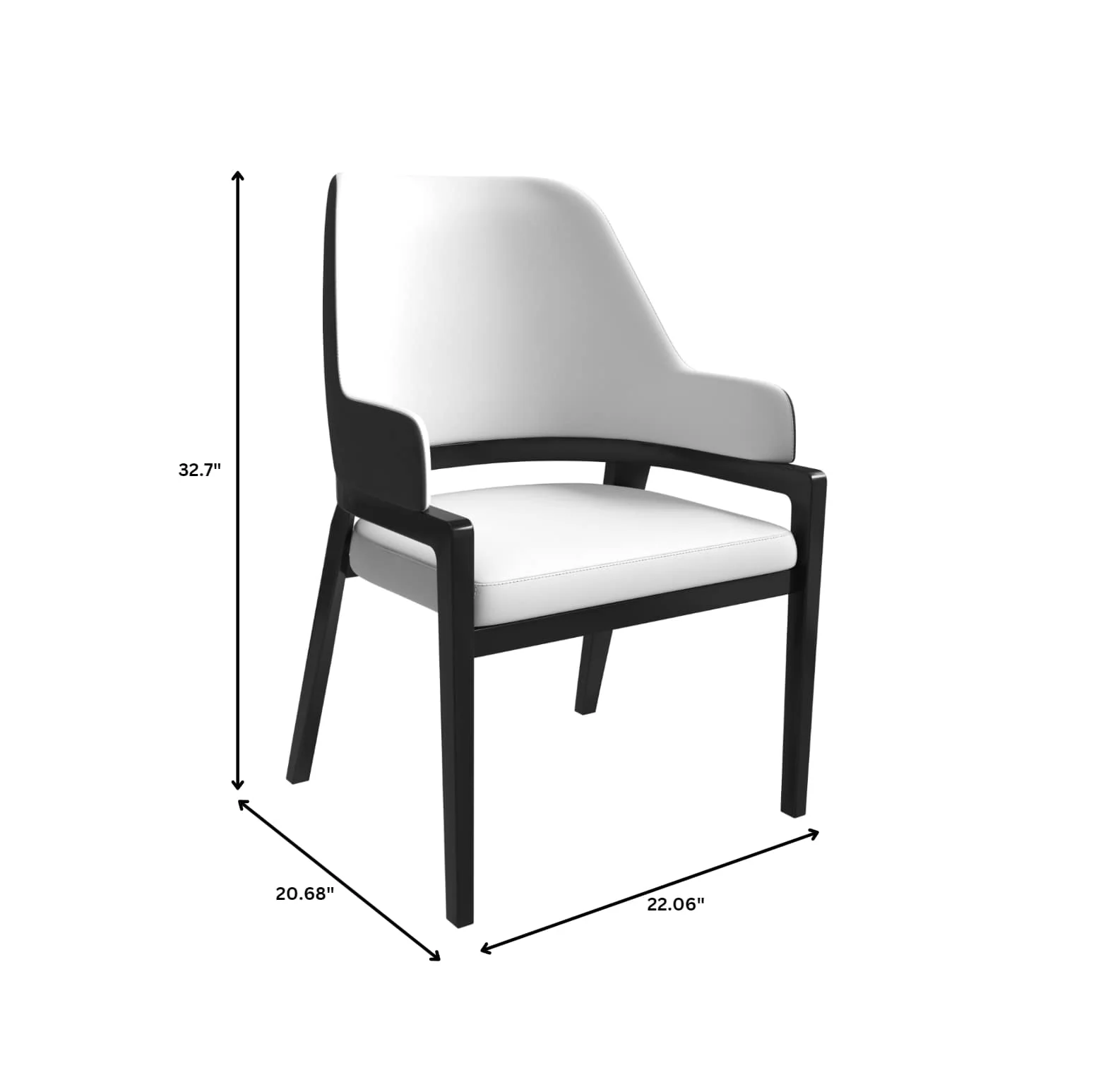 Ethora Collection Modern Wooden Dining Chair in Black Fabric Seat With white top Set of 4