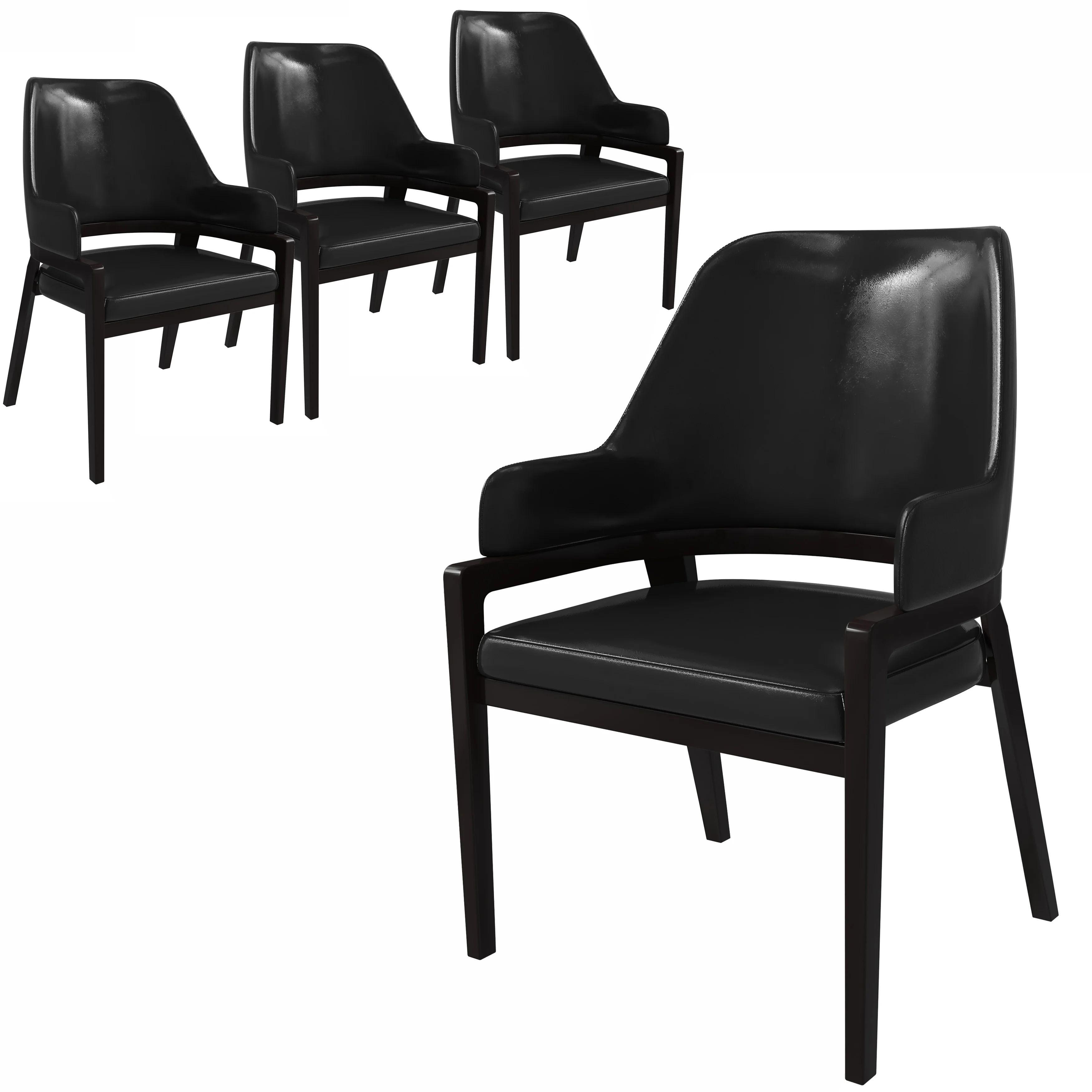 Ethora Collection Modern Wooden Dining Chair in Black Set of 4