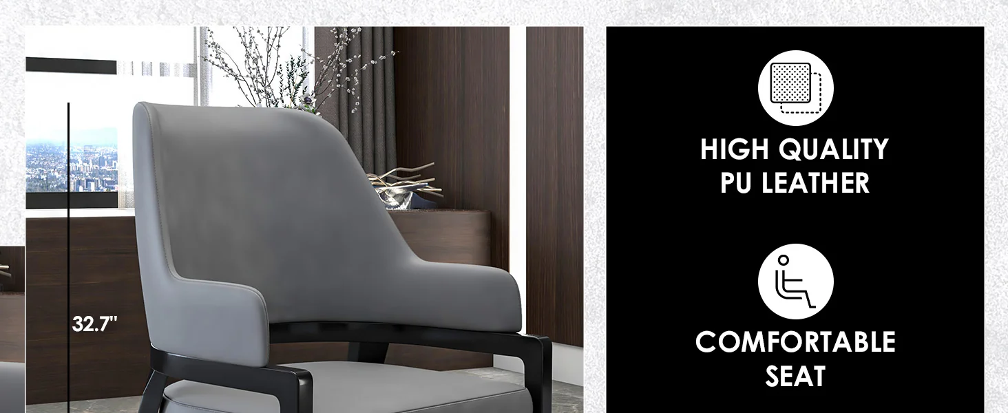 Ethora Collection Modern Wooden Dining Chair in Grey