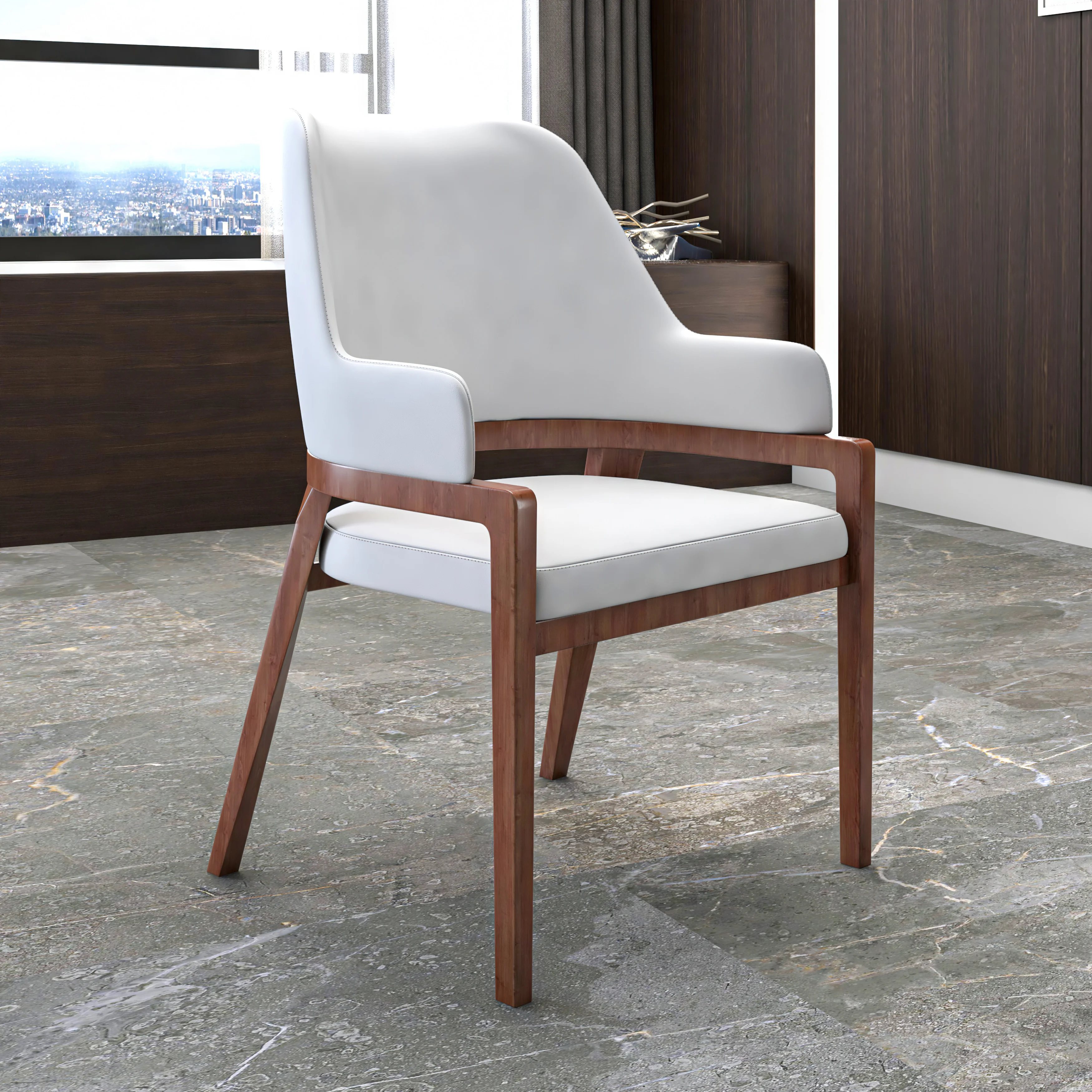 Ethora Collection Modern Wooden Dining Chair in White Set of 2