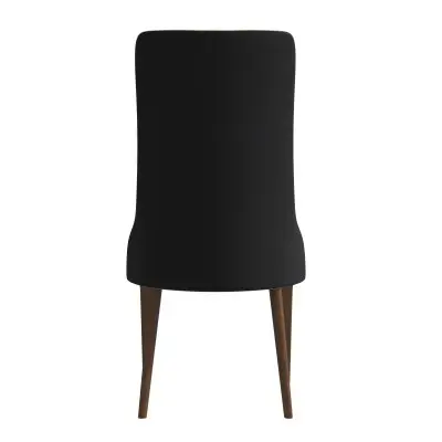 Elm Collection Modern Wooden Dining Chair In Black Velvet