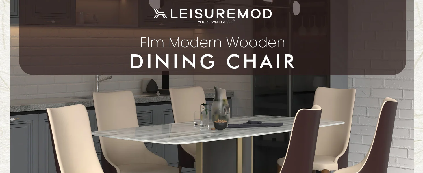 Elm Collection Modern Wooden Dining Chair In Brown