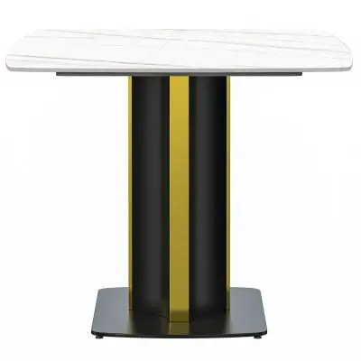 7-Piece Dining Set with Rectangular Sintered Stone Top Table and 6 Upholstered Dining Chairs with Ash Wood Base