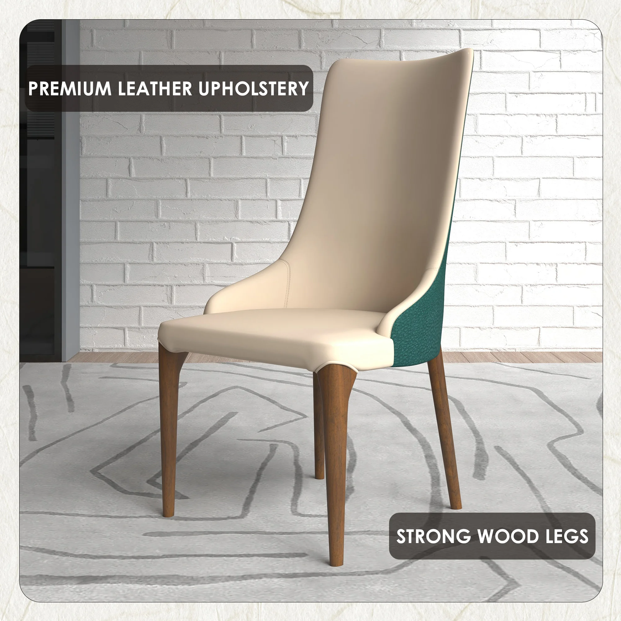 Elm Collection Modern Wooden Dining Chair In Green Velvet
