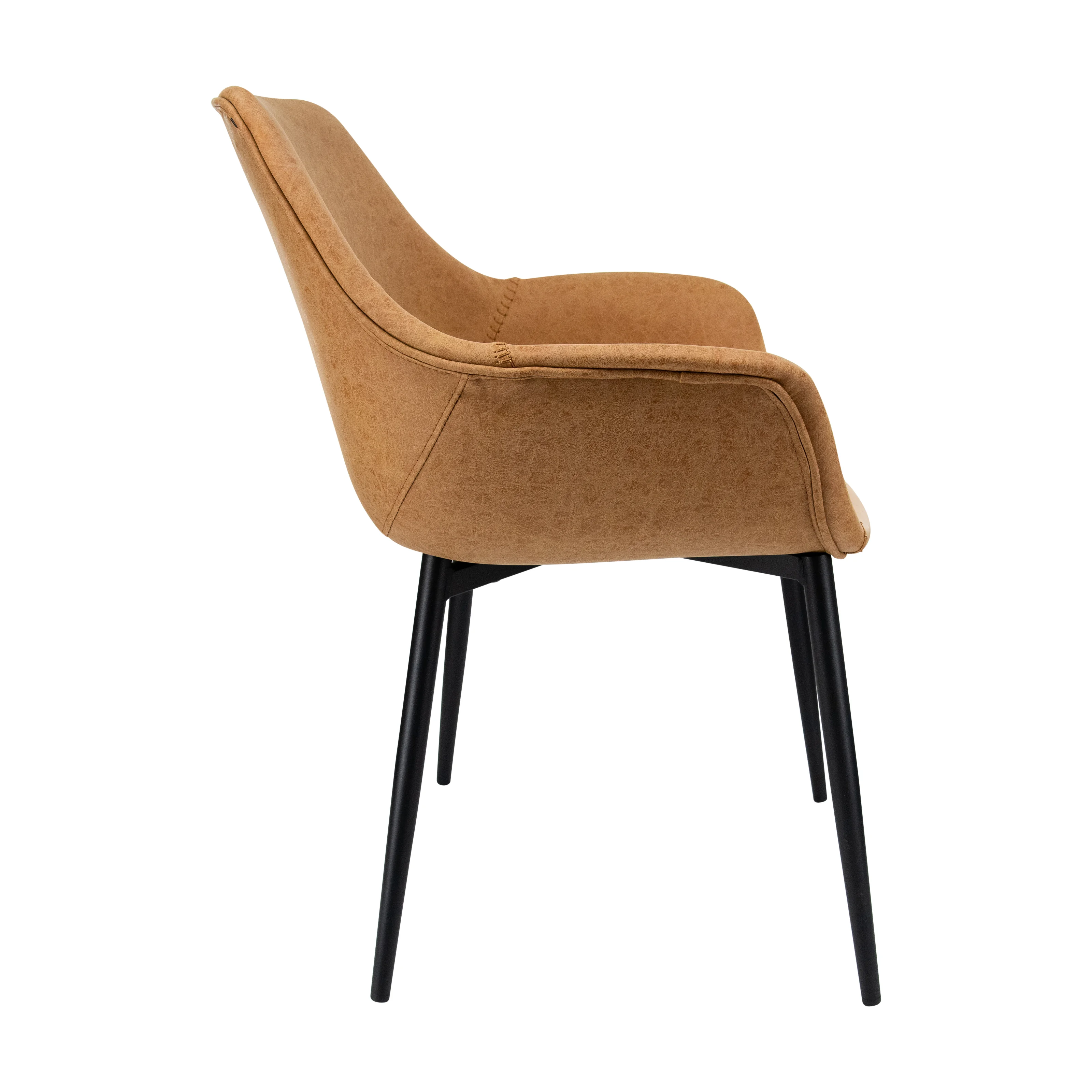 Markley Modern Leather Dining Arm Chair With Metal Legs