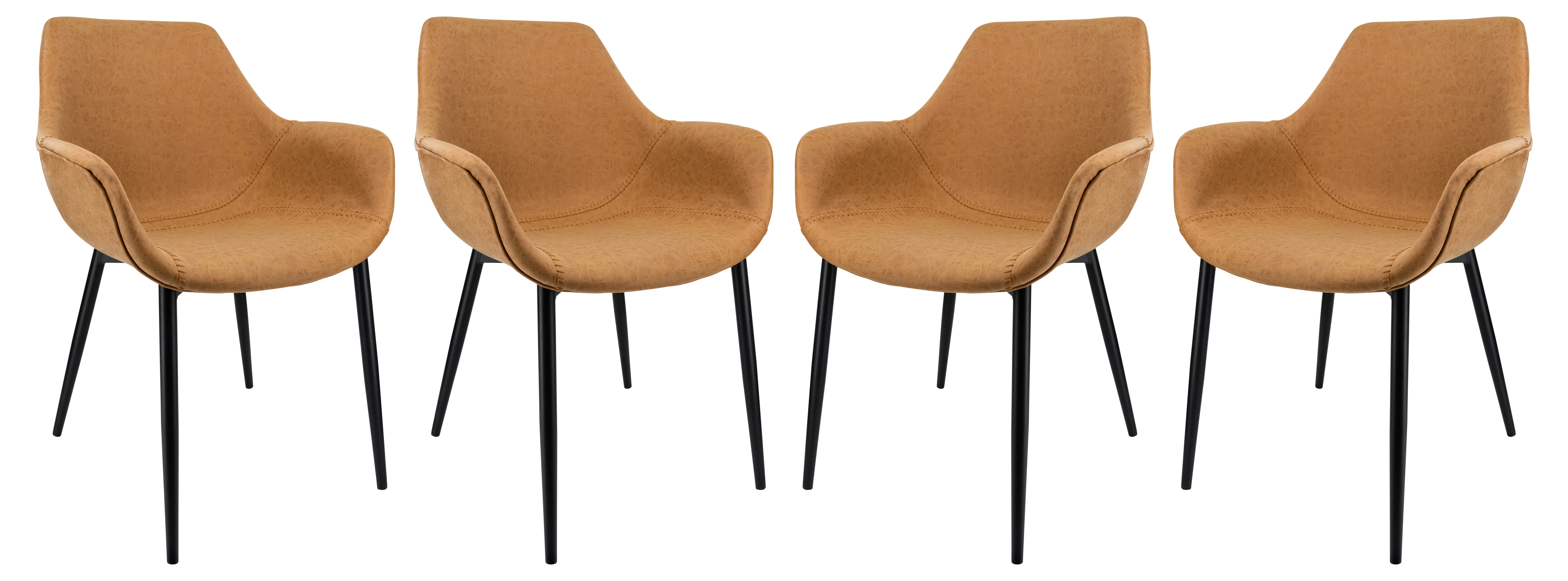 Markley Modern Leather Dining Arm Chair With Metal Legs Set of 4