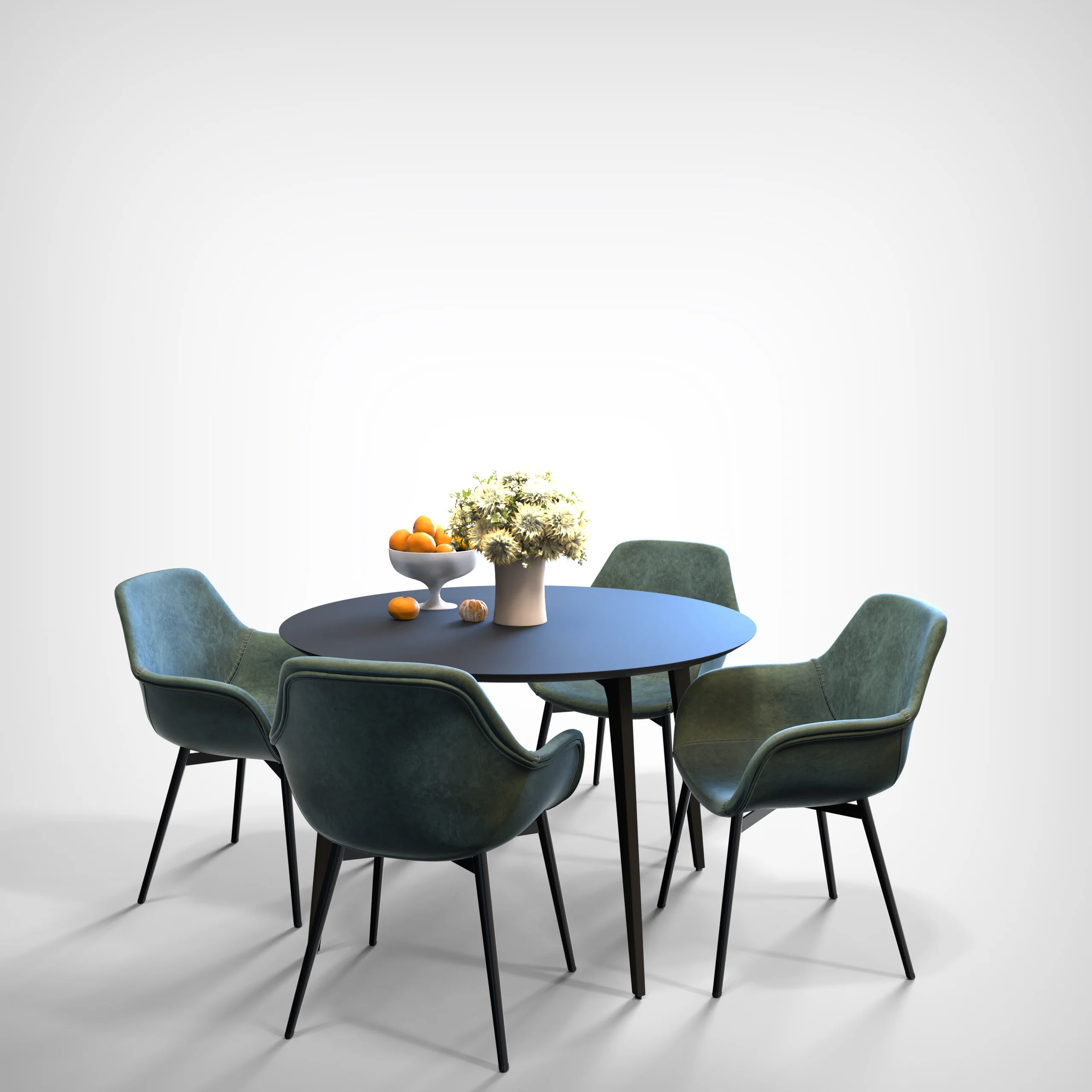 Markley Modern Leather Dining Arm Chair With Metal Legs