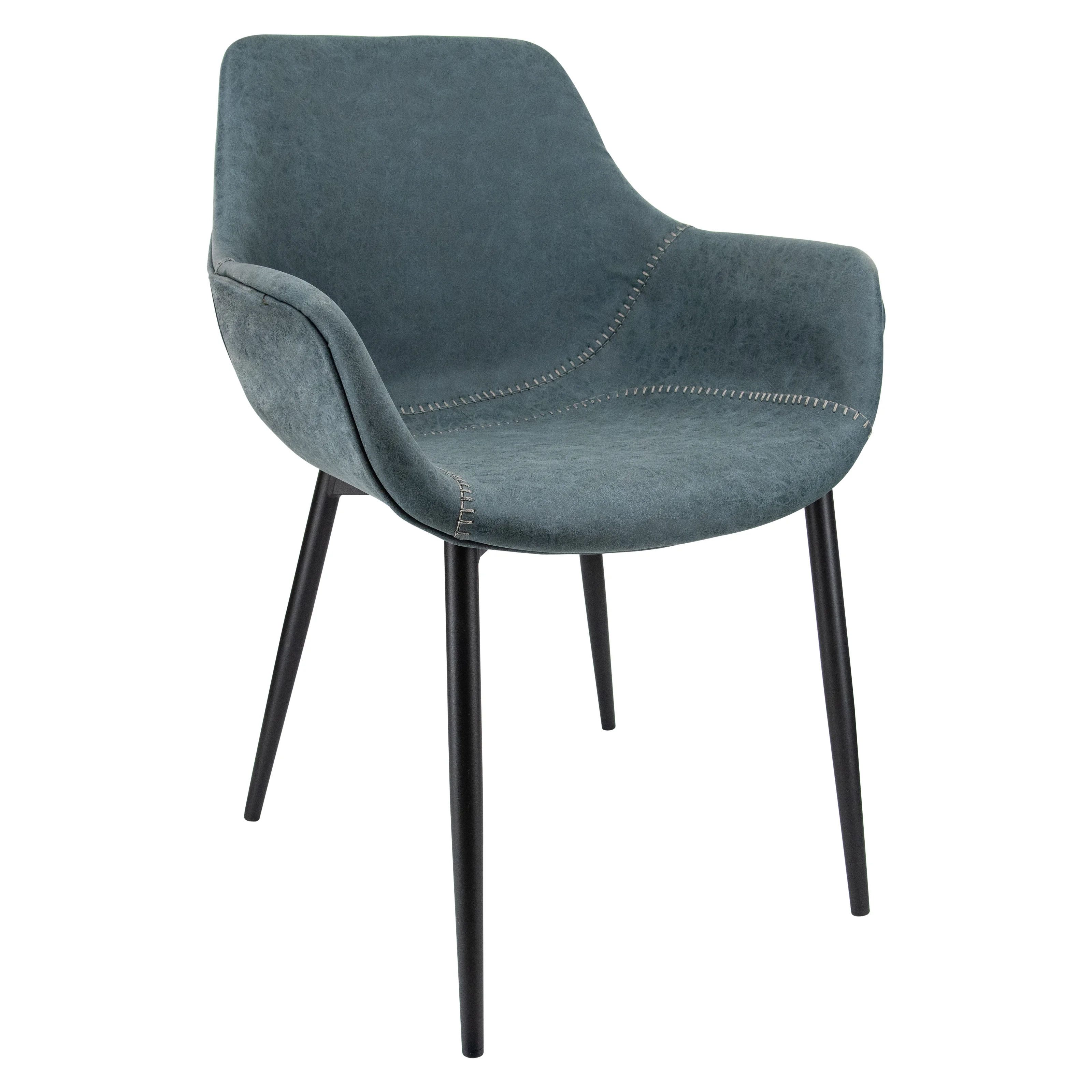 Markley Modern Leather Dining Arm Chair With Metal Legs