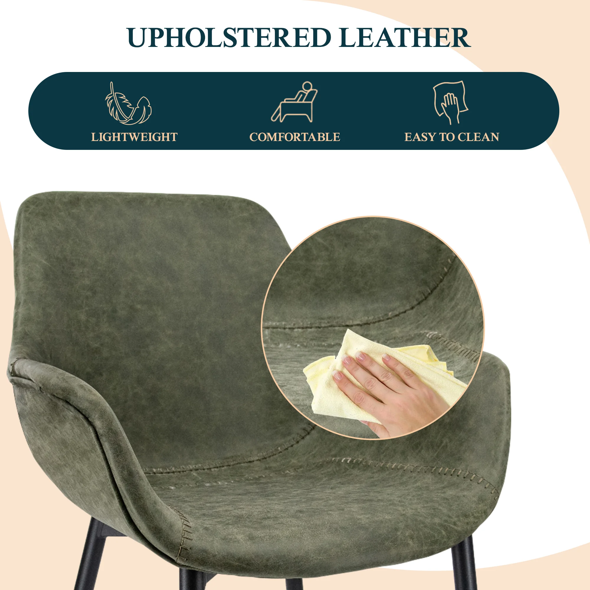 Markley Modern Leather Dining Arm Chair With Metal Legs