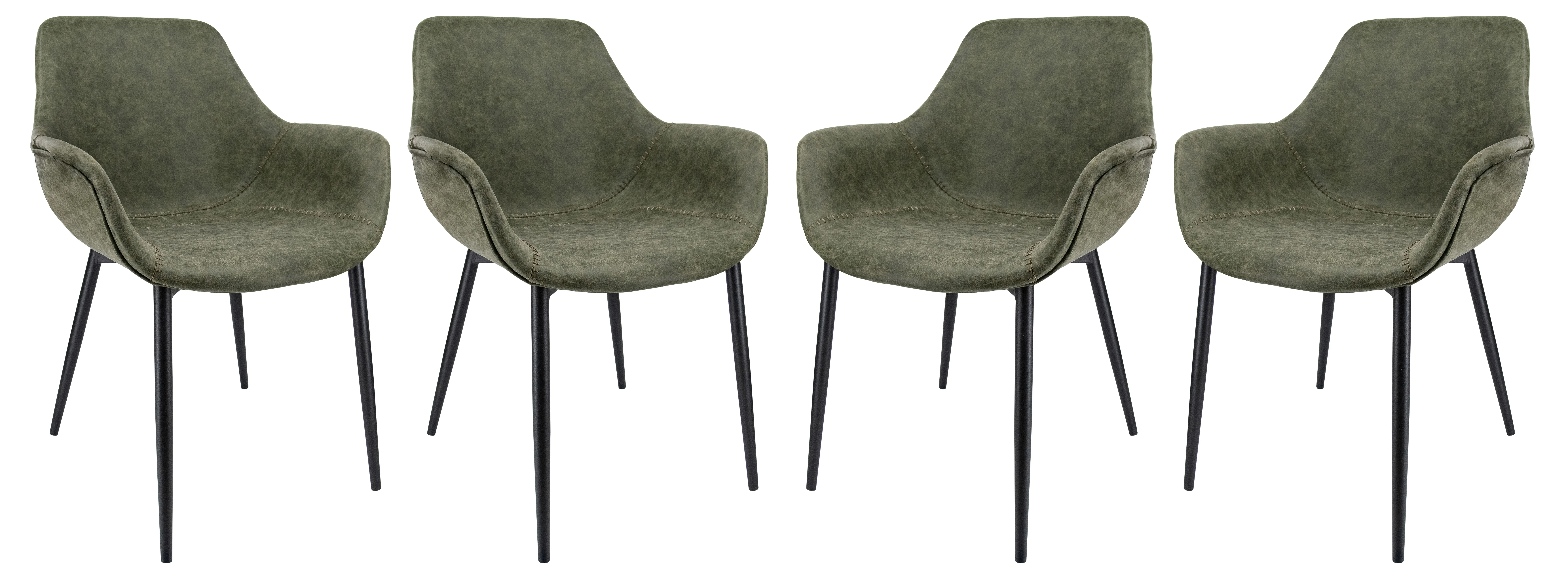 Markley Modern Leather Dining Arm Chair With Metal Legs Set of 4