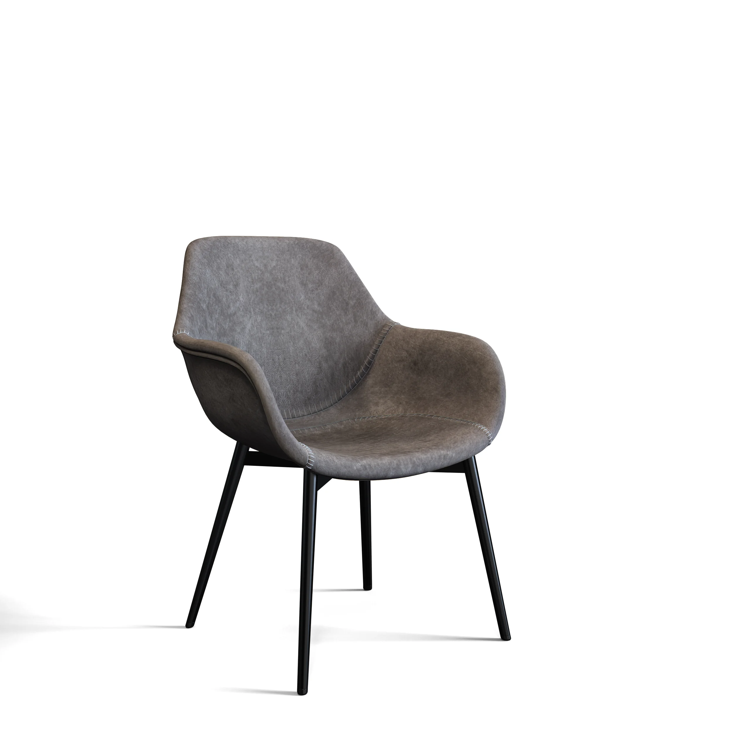 Markley Modern Leather Dining Arm Chair With Metal Legs