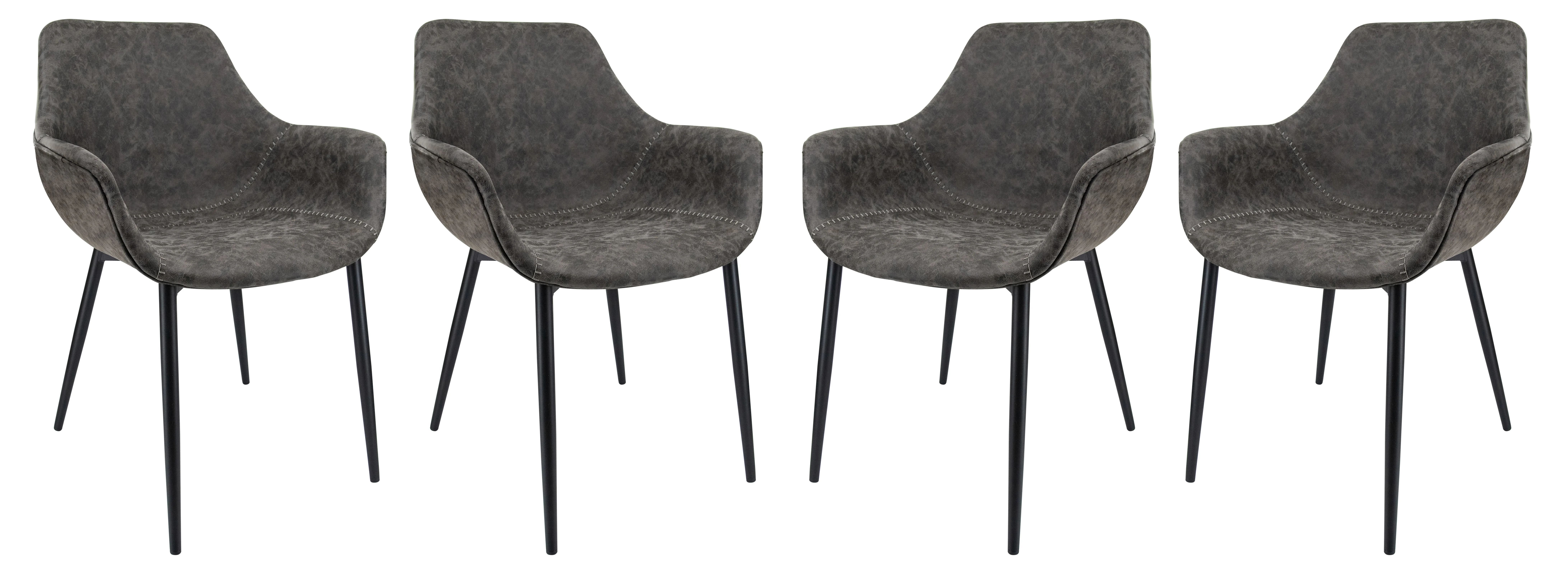 Markley Modern Leather Dining Arm Chair With Metal Legs Set of 4