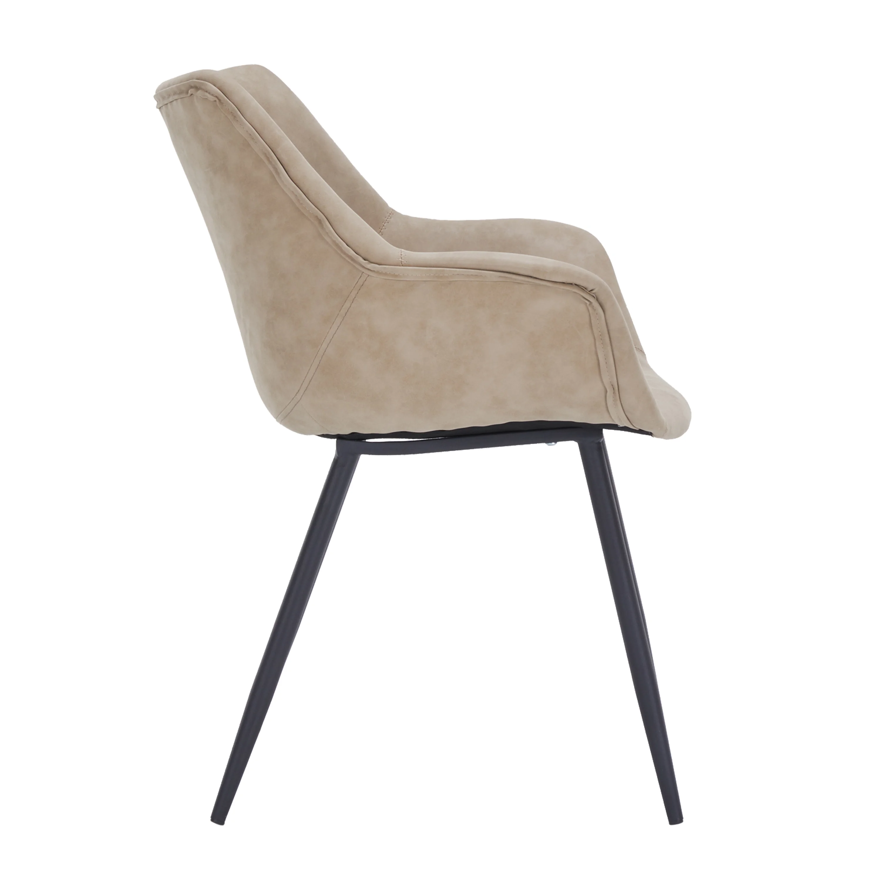 Markley Modern Leather Dining Arm Chair in Taupe