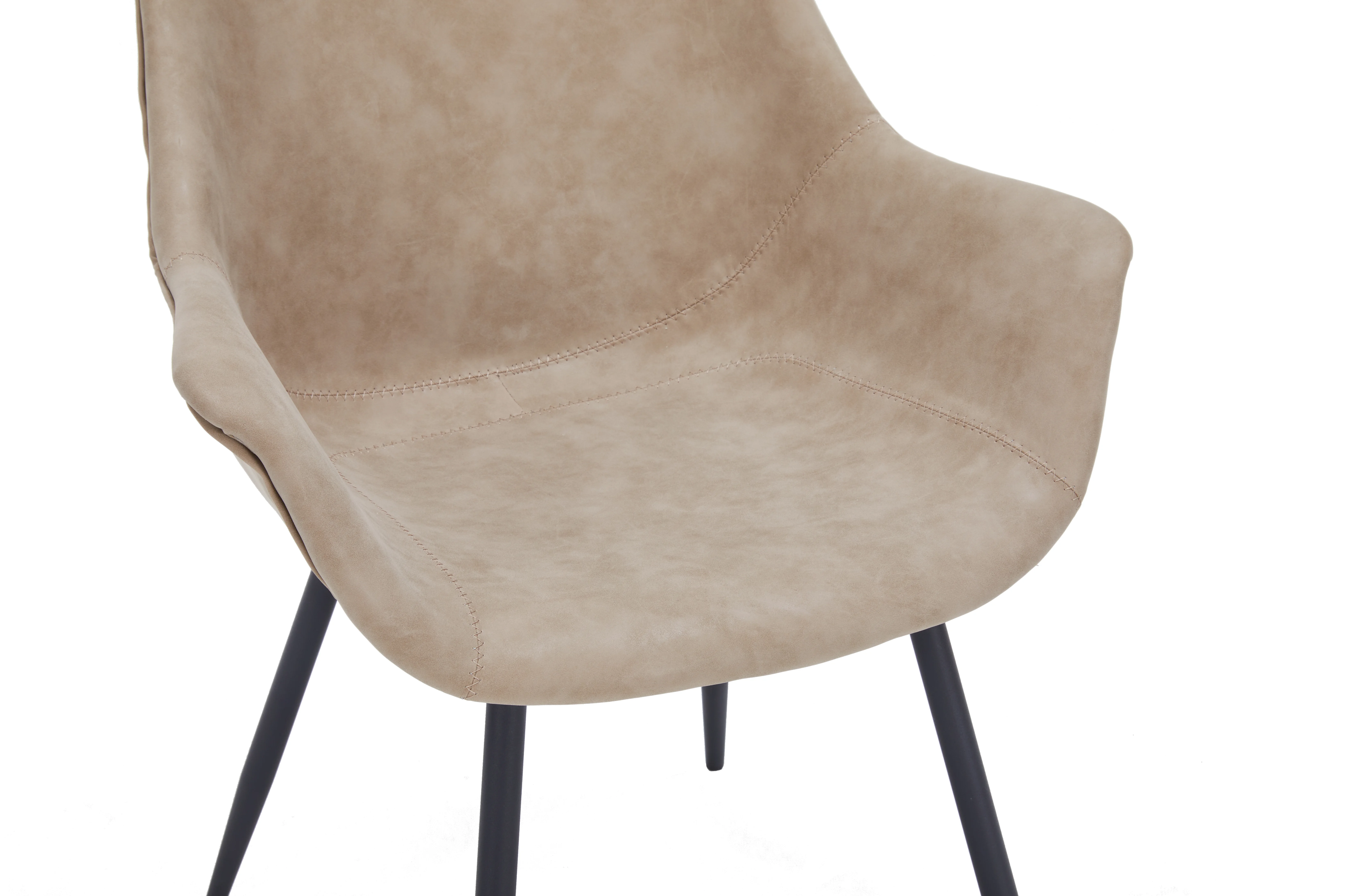 Markley Modern Leather Dining Arm Chair in Taupe