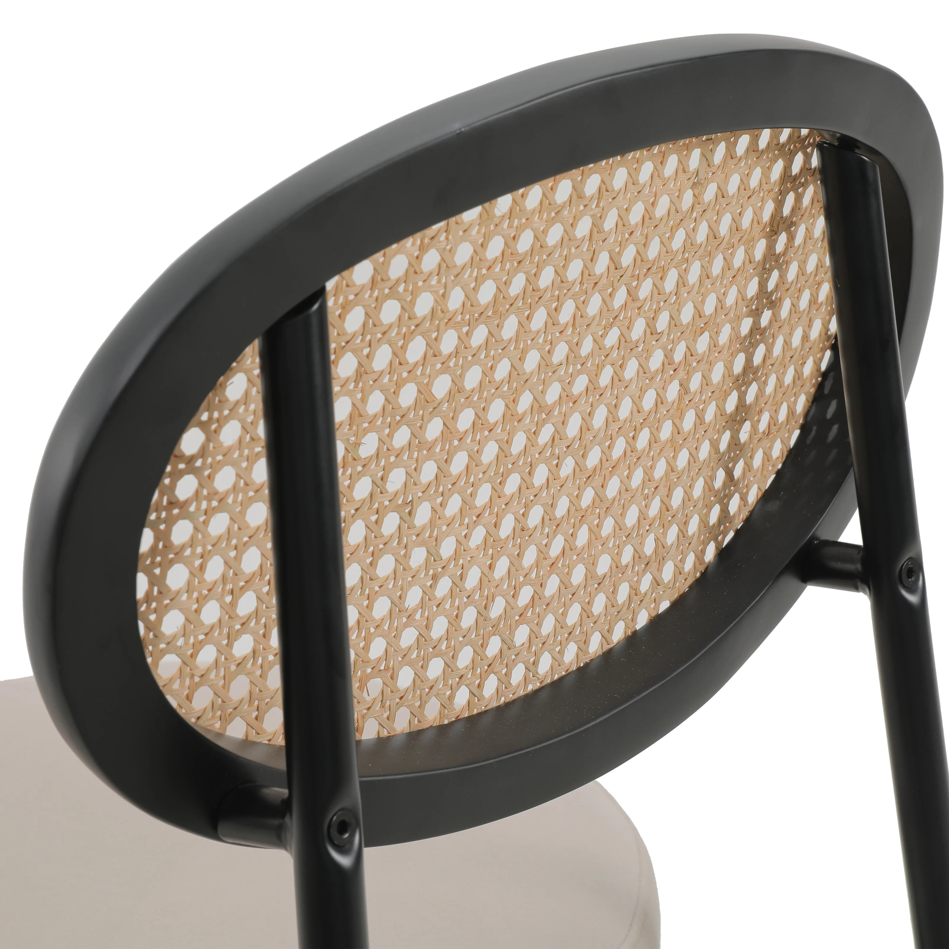 Euston Modern Wicker Bar Stool With Black Steel Frame in Beige