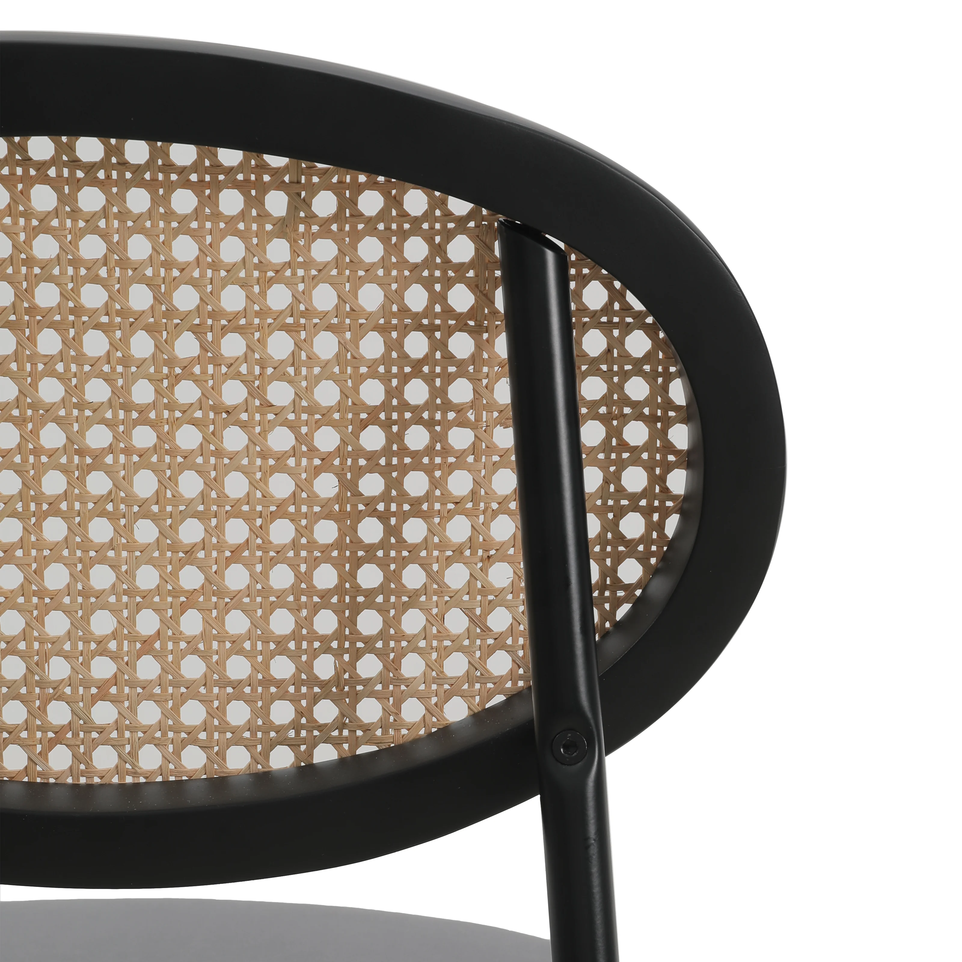 Euston Modern Wicker Bar Stool With Black Steel Frame in Grey
