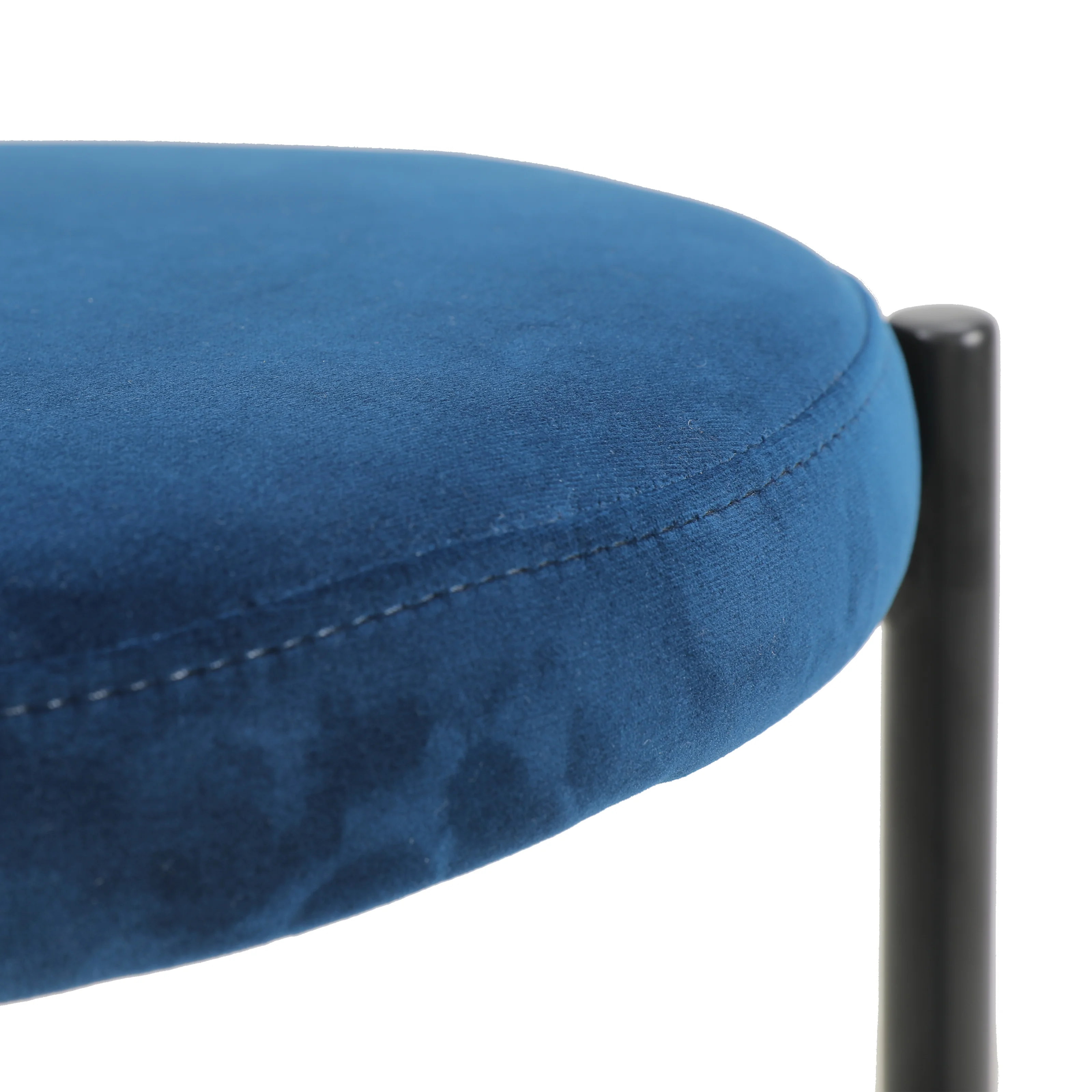 Euston Modern Wicker Bar Stool With Black Steel Frame in Navy Blue