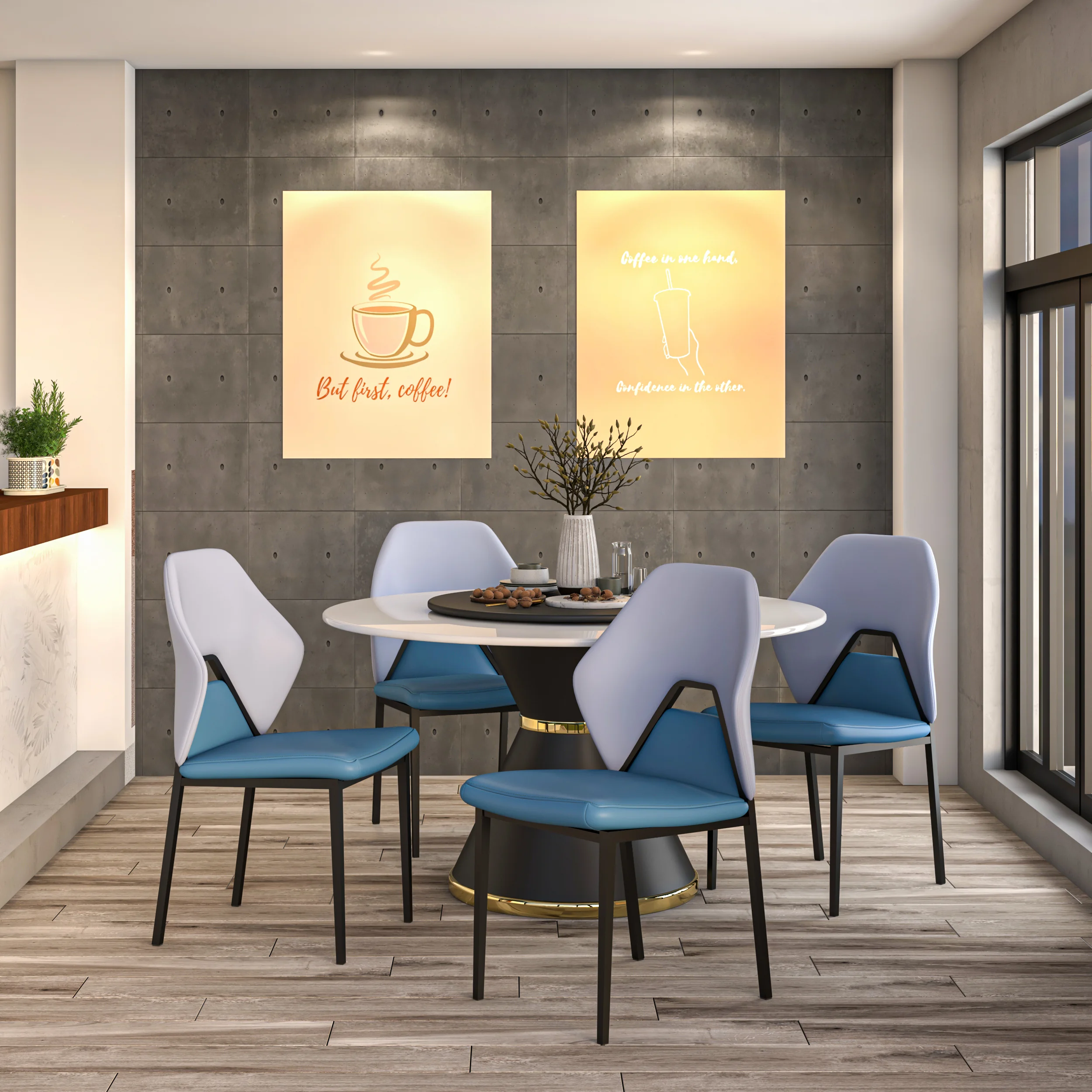 Eclat collection Modern Dining Chair in Blue/Grey