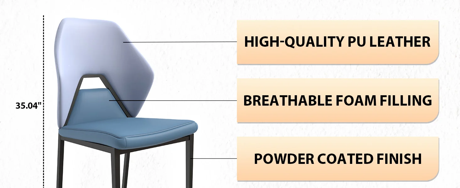 Eclat collection Modern Dining Chair in Blue Grey Set of 4