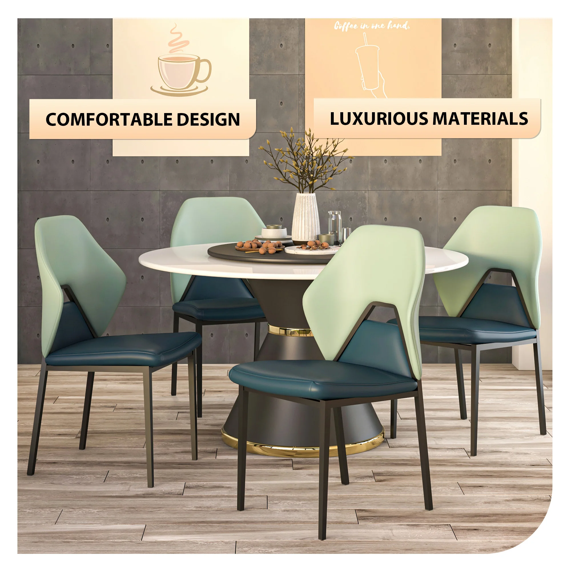 Eclat collection Modern Dining Chair in Green/Blue