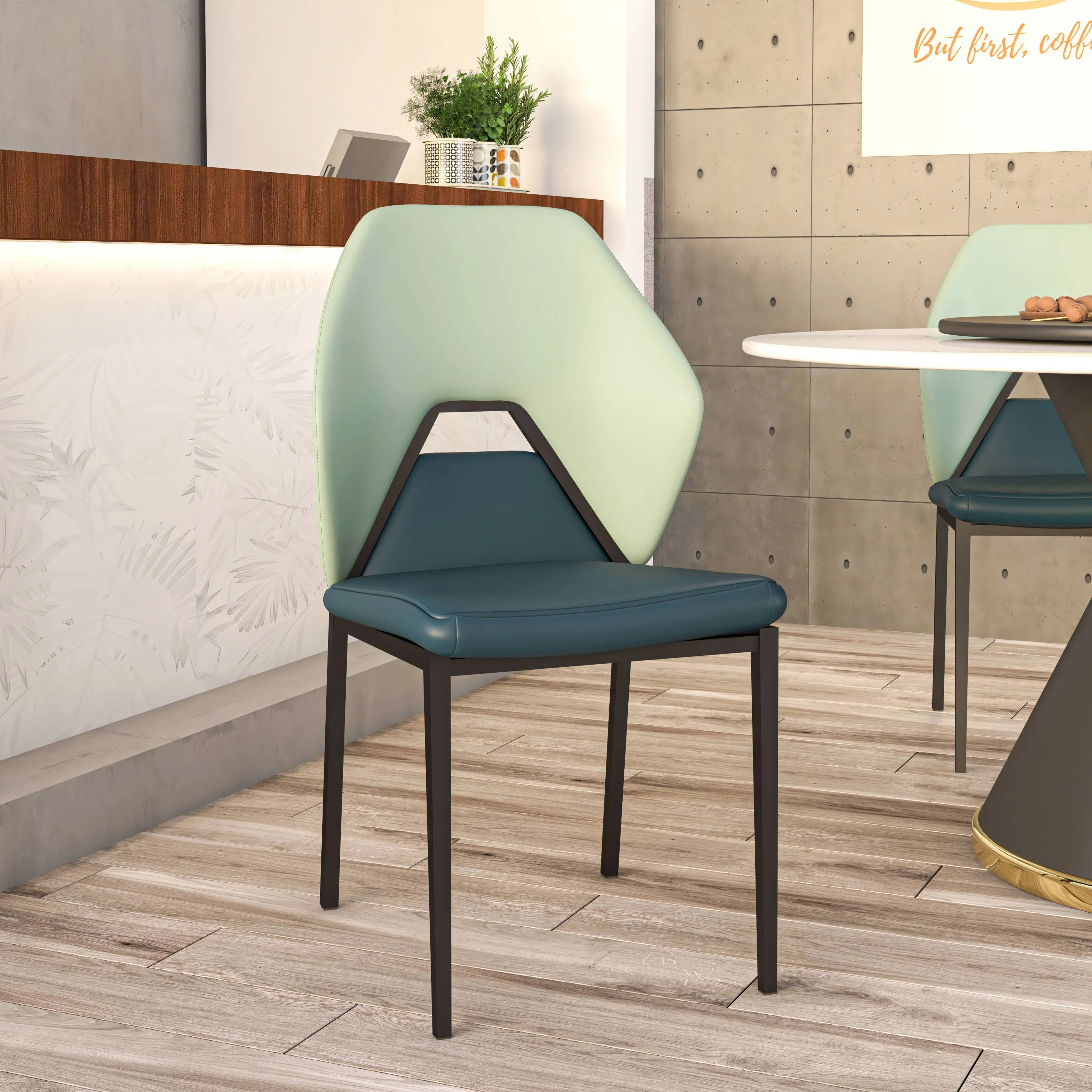 Eclat collection Modern Dining Chair in Green Blue Set of 4