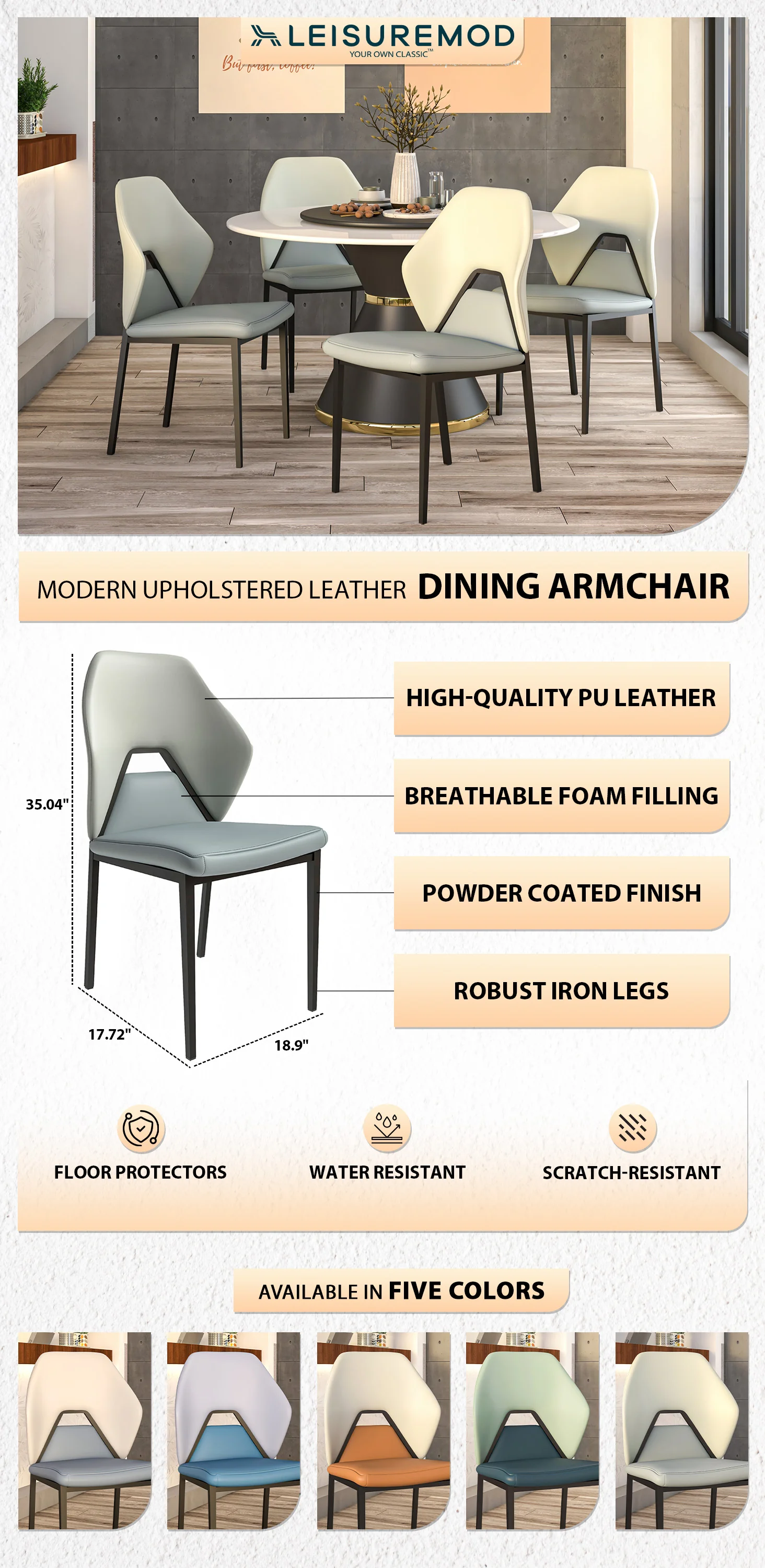 Eclat Collection Modern Dining Chair in White