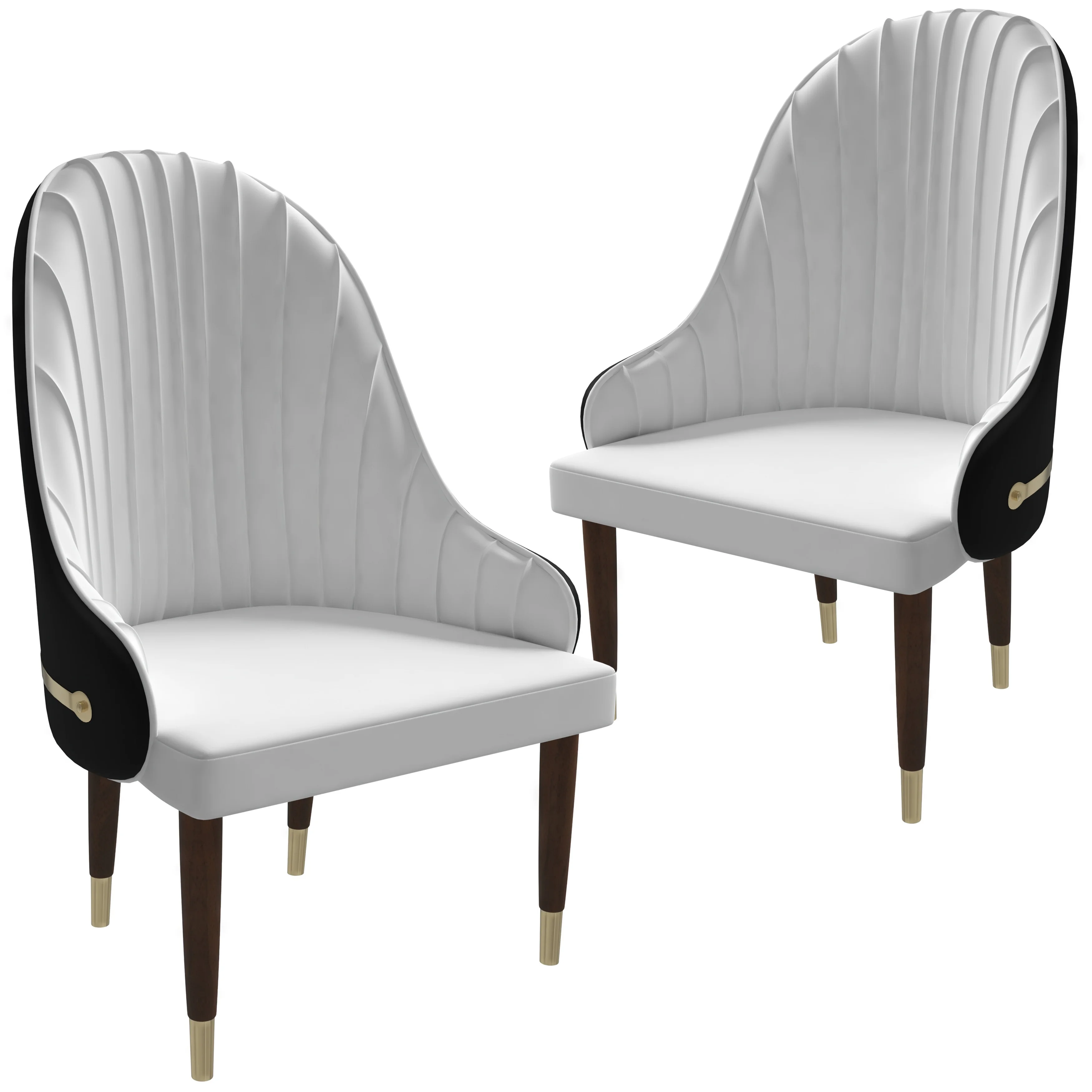 Elara Collection Wooden Dining Chair in Black/White Set of 2