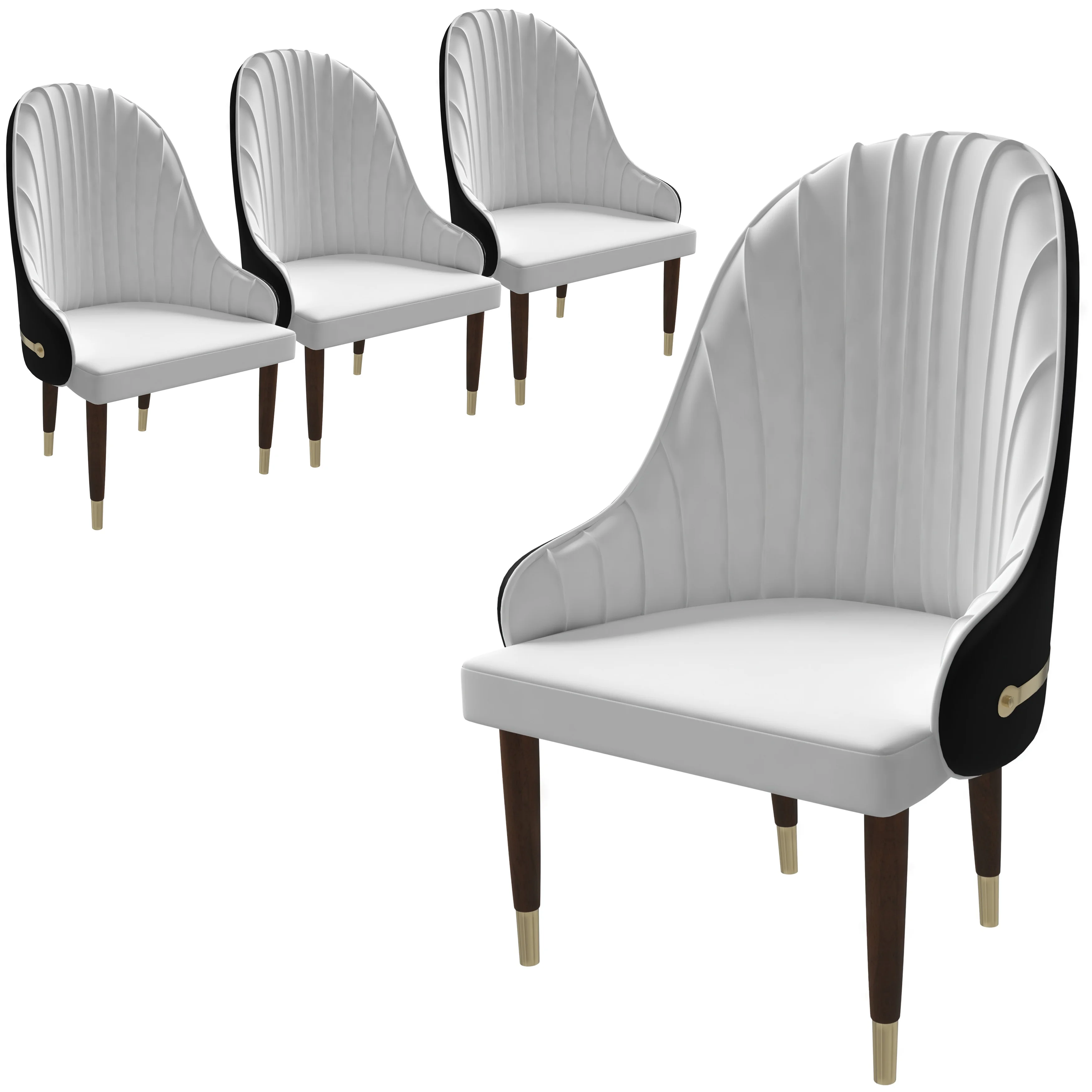 Elara Collection Wooden Dining Chair in Black/White Set of 4