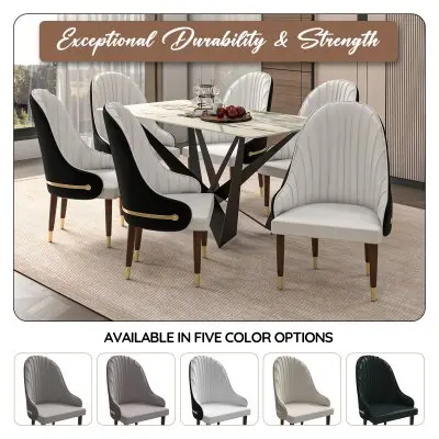 Elara Collection Wooden Dining Chair in Black/White Set of 4